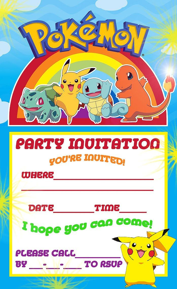 Printable Pokemon Invitations Birthday Party intended for Free Printable Birthday Invitations Pokemon