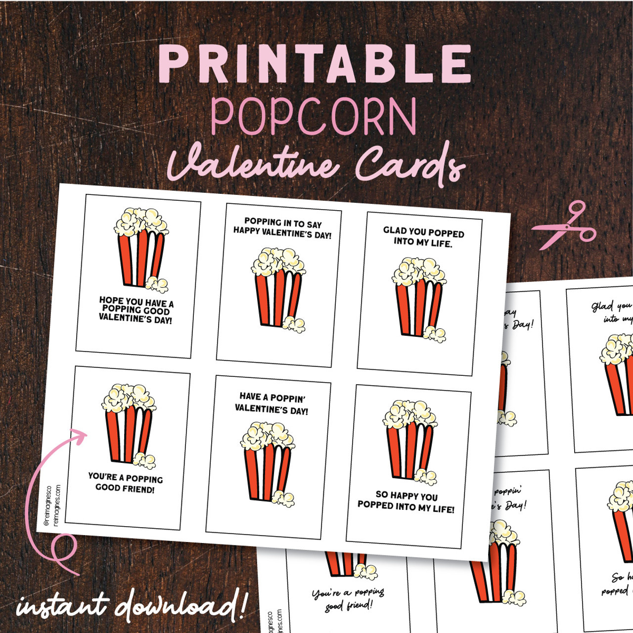 Printable Popcorn Classroom Valentines within Free Popcorn Valentine Printable