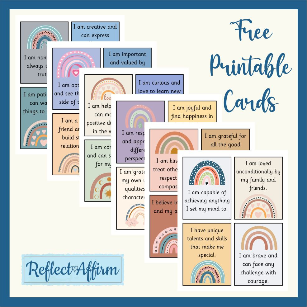 Printable Positive Affirmations - Free! - Reflect Affirm with regard to Free Printable Affirmation Cards