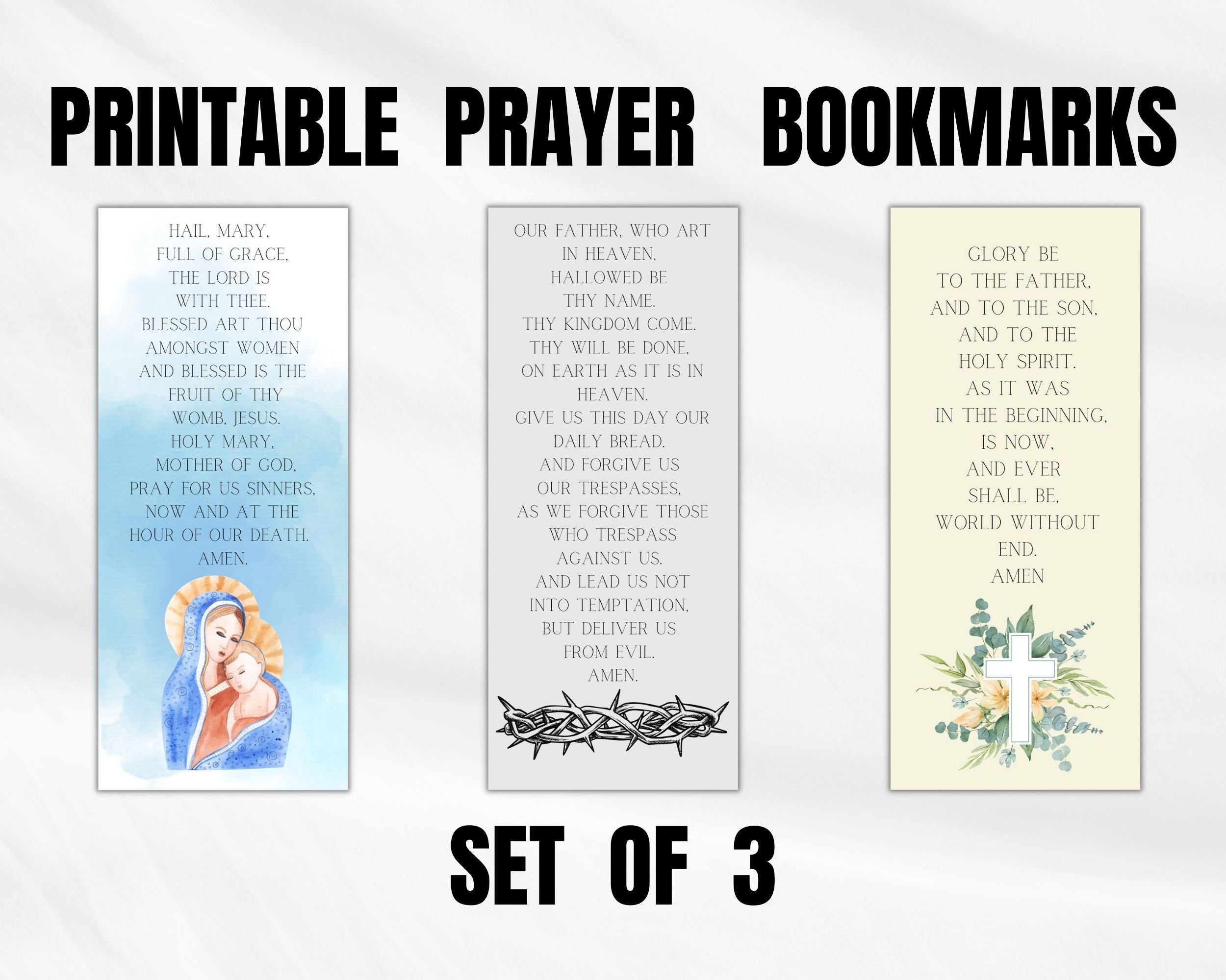 Printable Prayer Bookmarks, Hail Mary Our Father And Glory Be throughout Free Printable Prayer Bookmarks