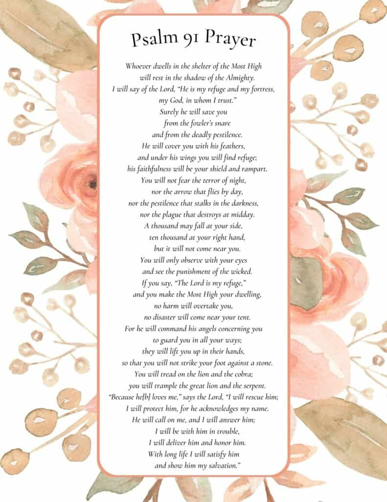 Printable Psalm 91 Prayer Of Protection regarding Psalm 91 Printable Free