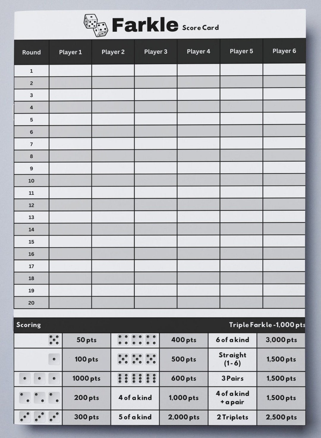 Printable Replacement Score Sheet Compatible With Farkle A4 &amp;amp; Us with regard to Free Printable Farkle Score Sheets