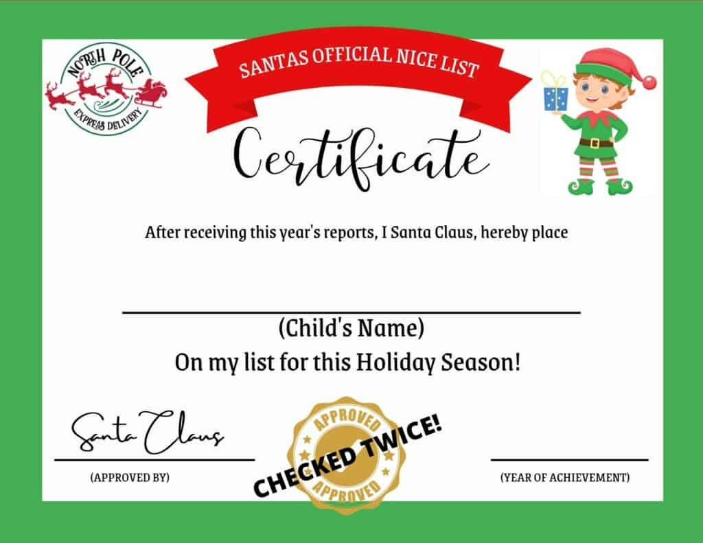 Printable Santa Nice List Certificate - My Printable Home throughout Printable Nice List Certificate Free