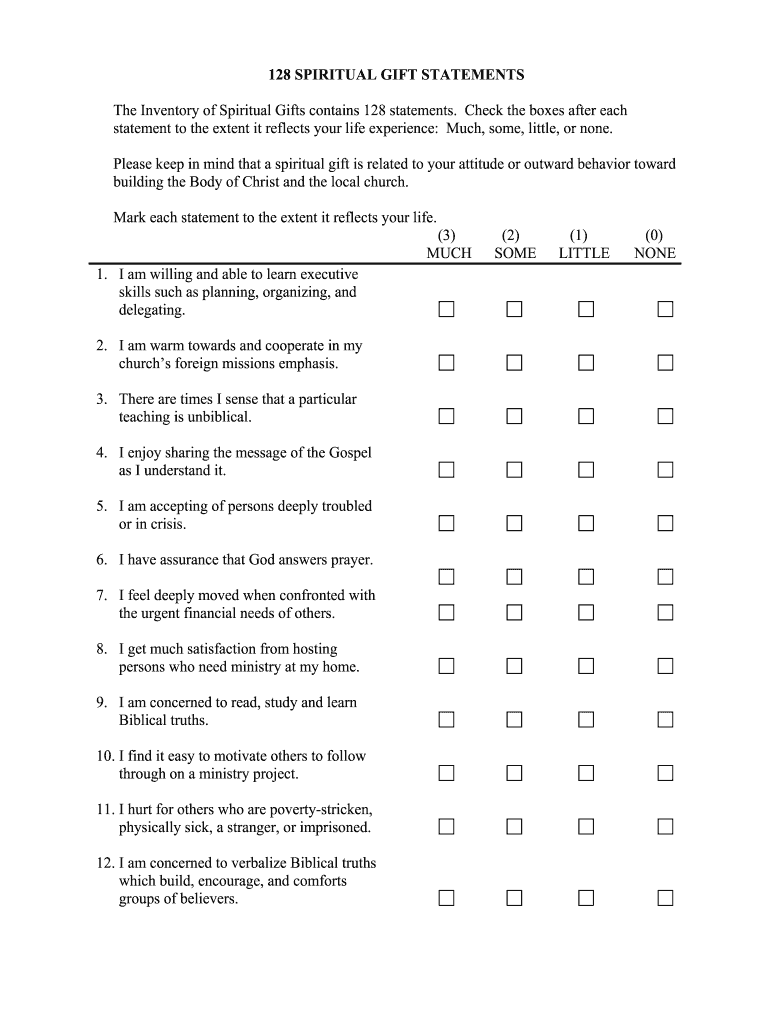 Printable Spiritual Gifts Test - Fill Online, Printable, Fillable with regard to Spiritual Gifts Test Printable Free