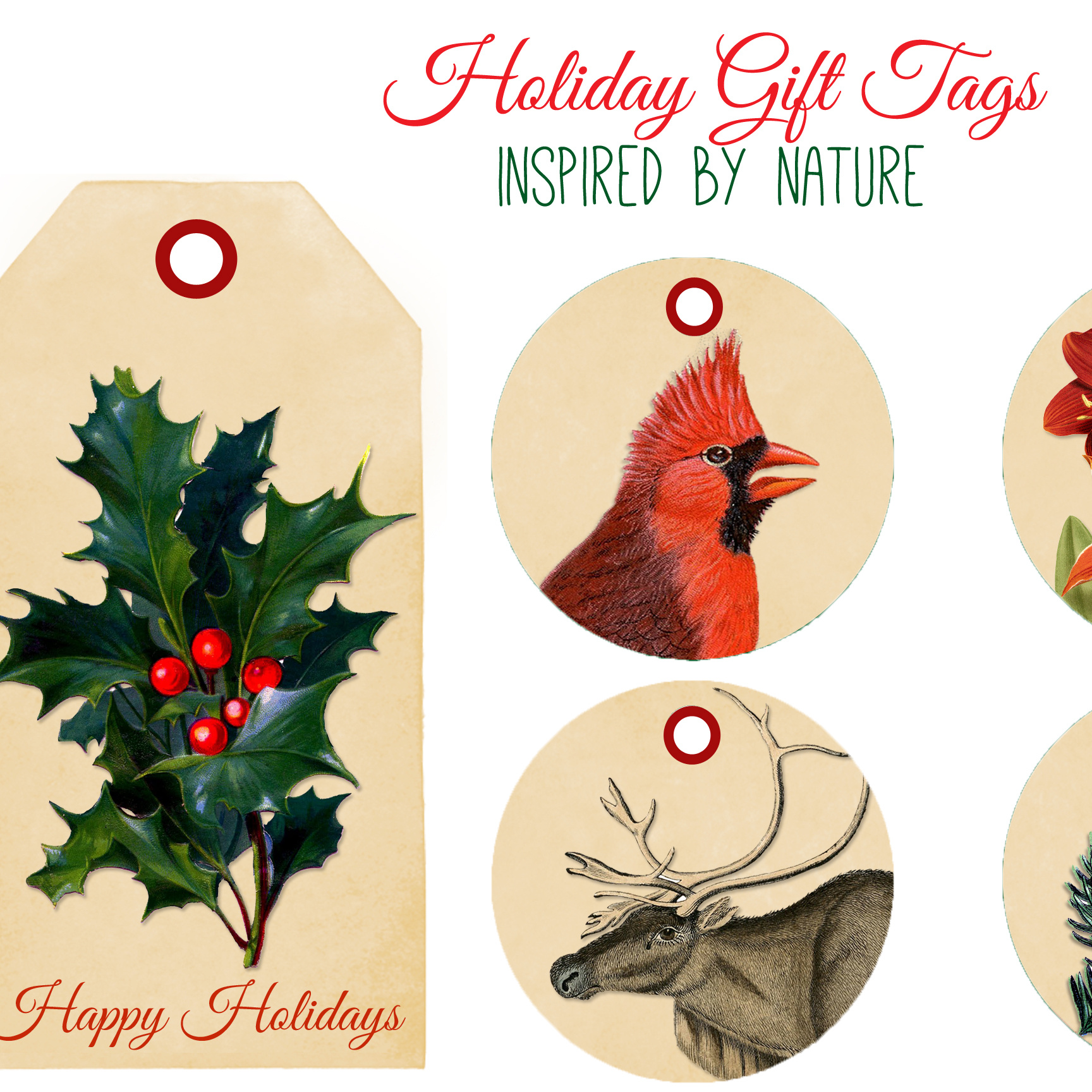 Printable Tags - Nature Inspired For The Holidays - The Graphics Fairy inside Graphics Fairy Free Printables