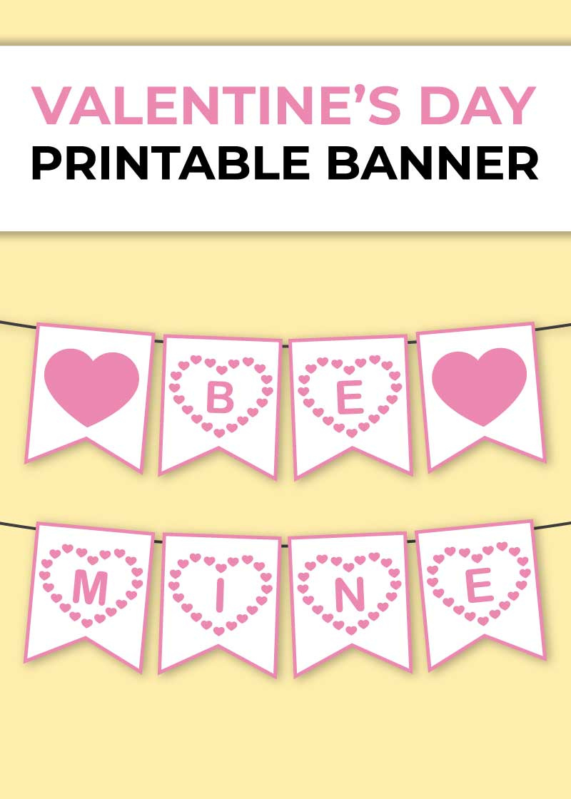 Printable Valentine&amp;#039;S Day Banner - Chevron Lemon intended for Free Printable Valentine Banner