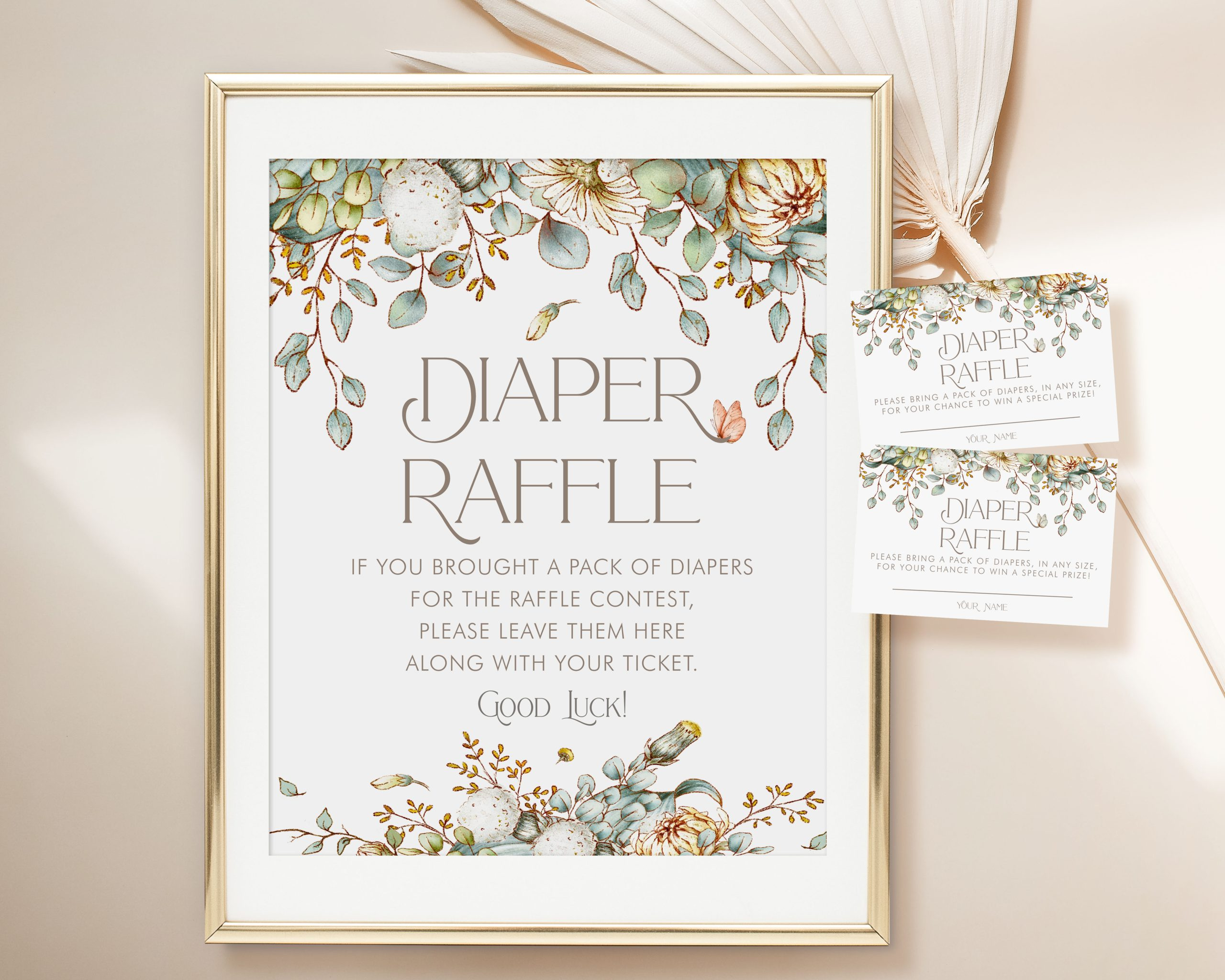 Printable Vintage Baby Shower Diaper Raffle Sign &amp;amp; Card with regard to Diaper Raffle Sign Printable Free