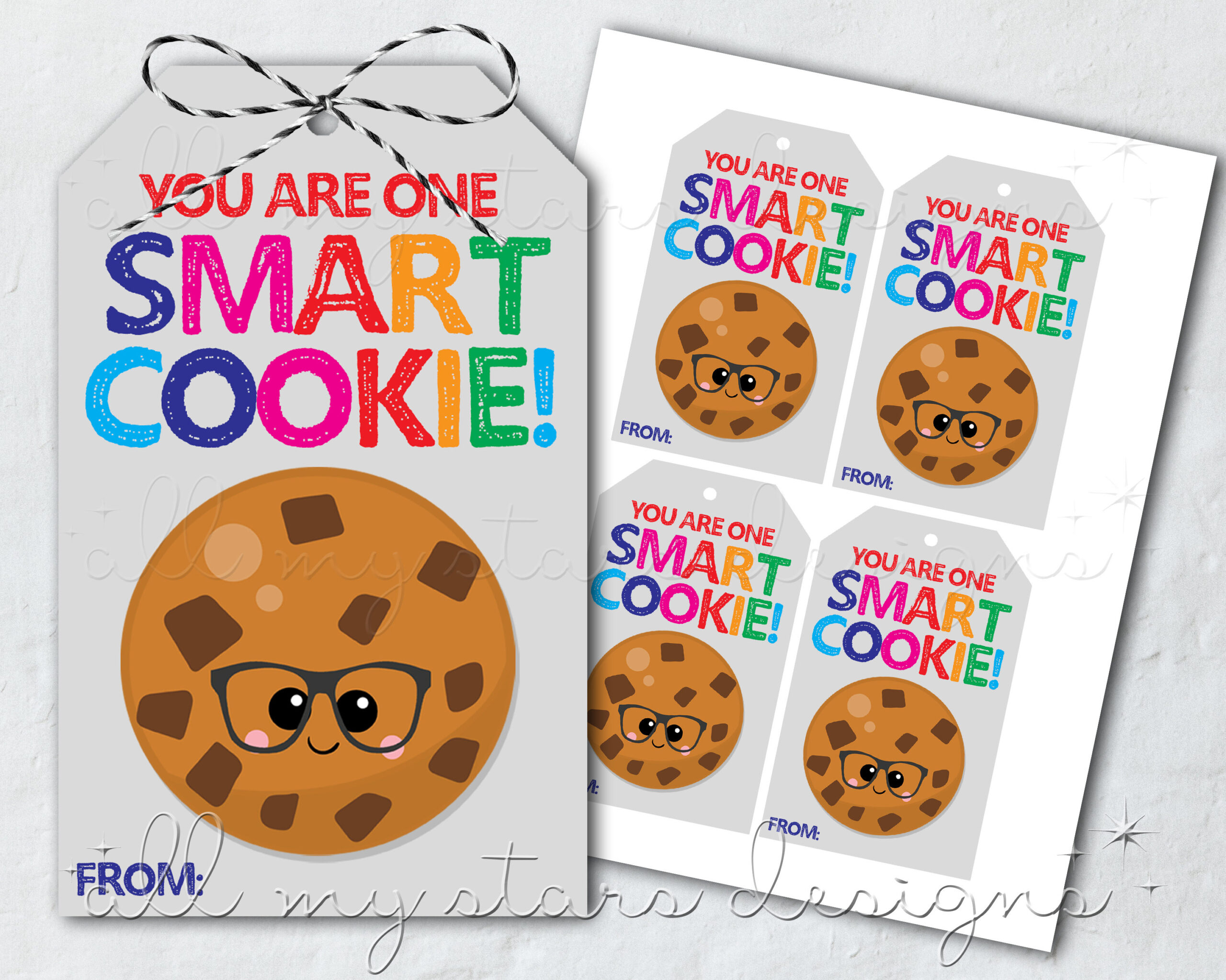 Printable You Are One Smart Cookie Tag Instant Download Chocolate intended for Smart Cookie Printable Tag Free