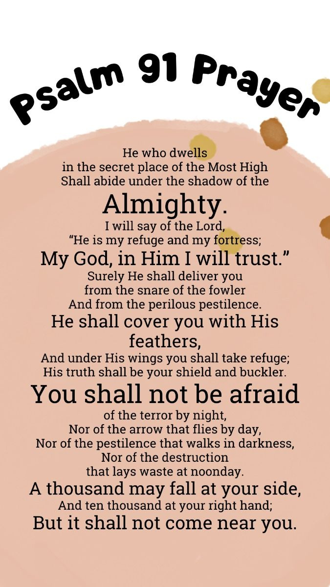 Psalm 91 Prayer Of Protection Printable! intended for Psalm 91 Printable Free