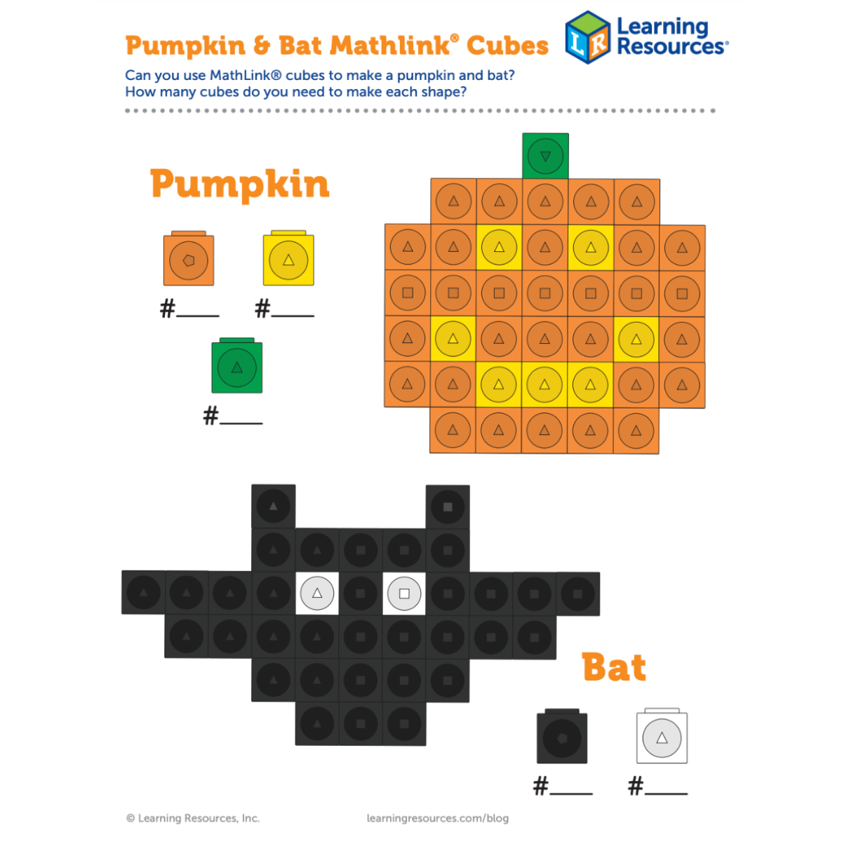 Pumpkin &amp;amp; Bat Mathlink Cubes: Fun Halloween Activity with regard to Mathlink Cubes Free Printables