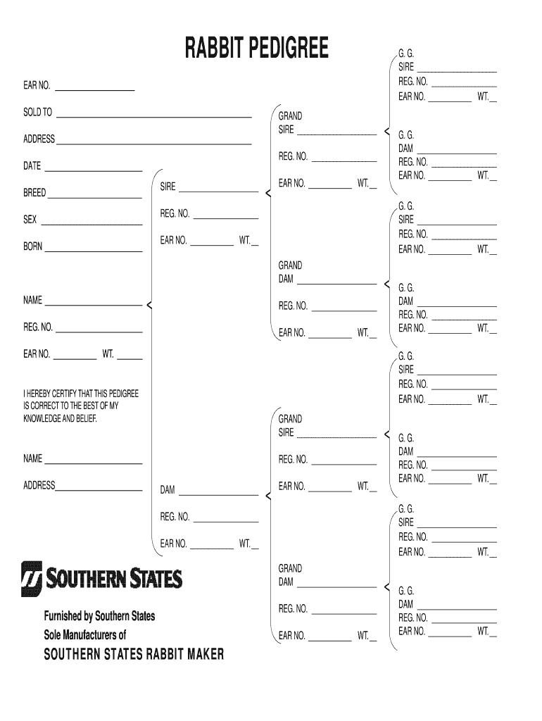 Rabbit Pedigree Template - Fill Online, Printable, Fillable, Blank within Free Printable Rabbit Pedigree Template