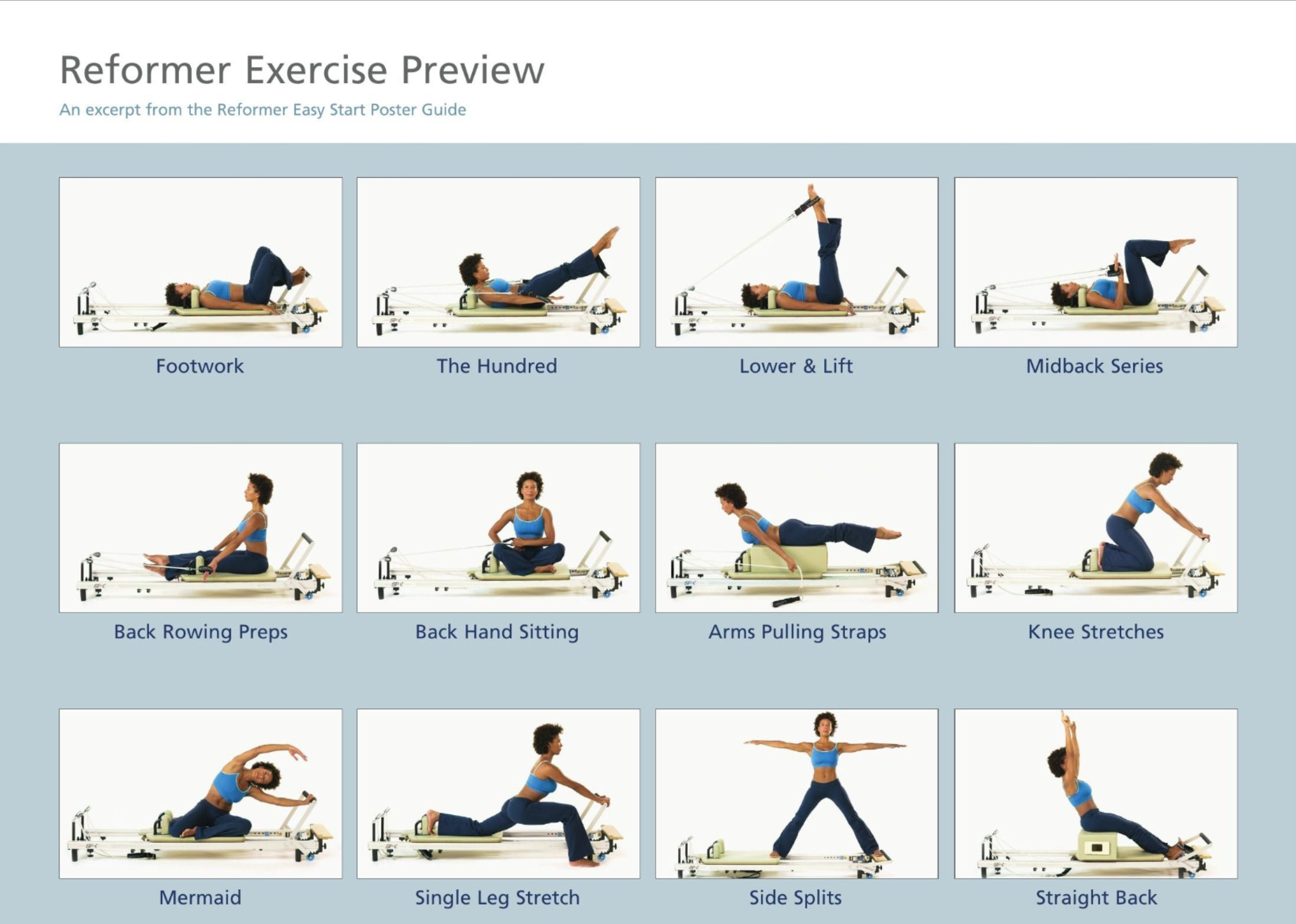 Reformer Pilates Workout Plan regarding Printable Pilates Reformer Exercises Chart Free