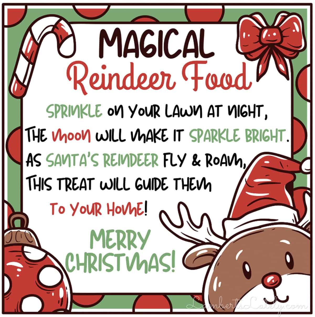 Reindeer Food Recipe &amp;amp; Poem Printable | Lamberts Lately with regard to Free Printable For Reindeer Food