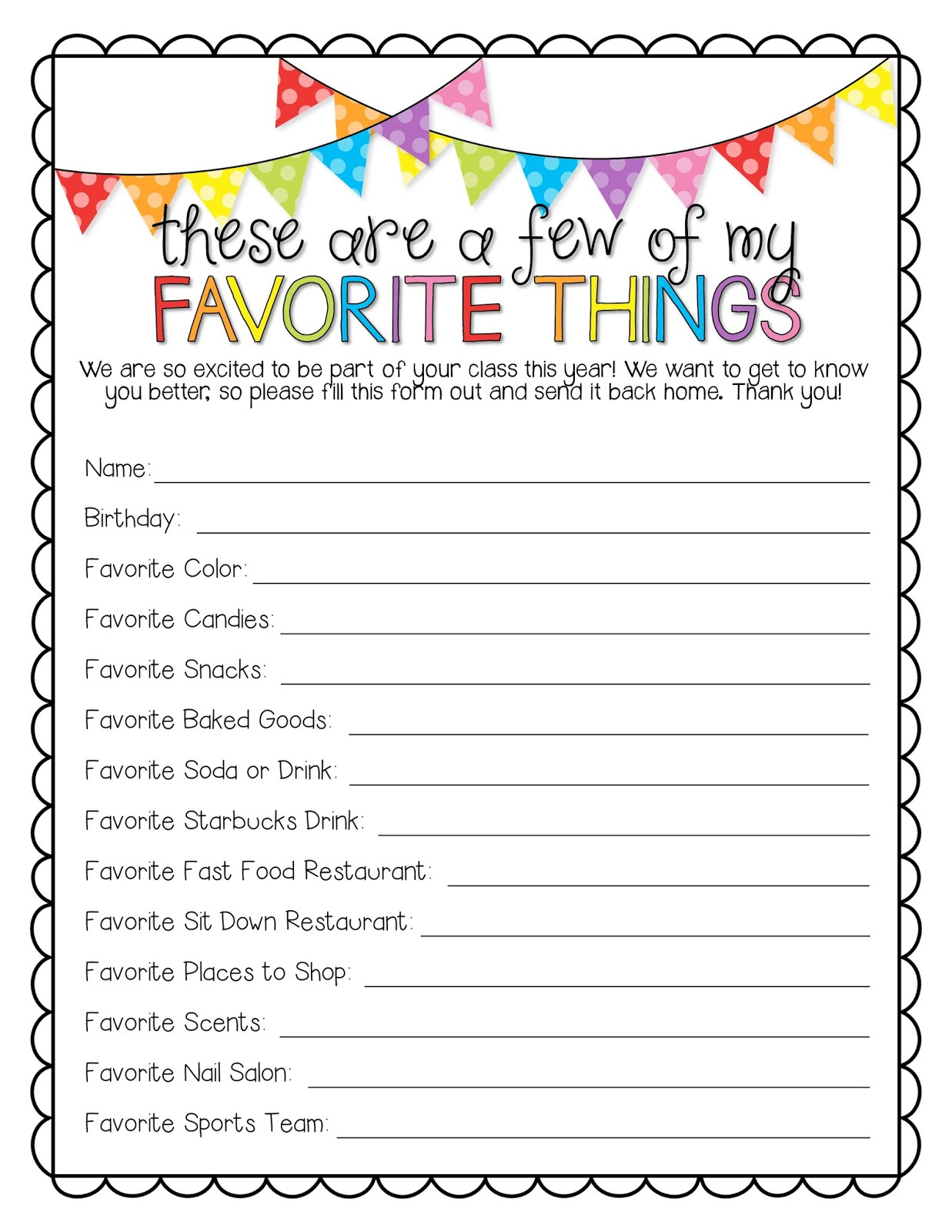 Richly Blessed: Teacher Questionnaire {Free Printable!} for Teacher Favorites Questionnaire Free Printable