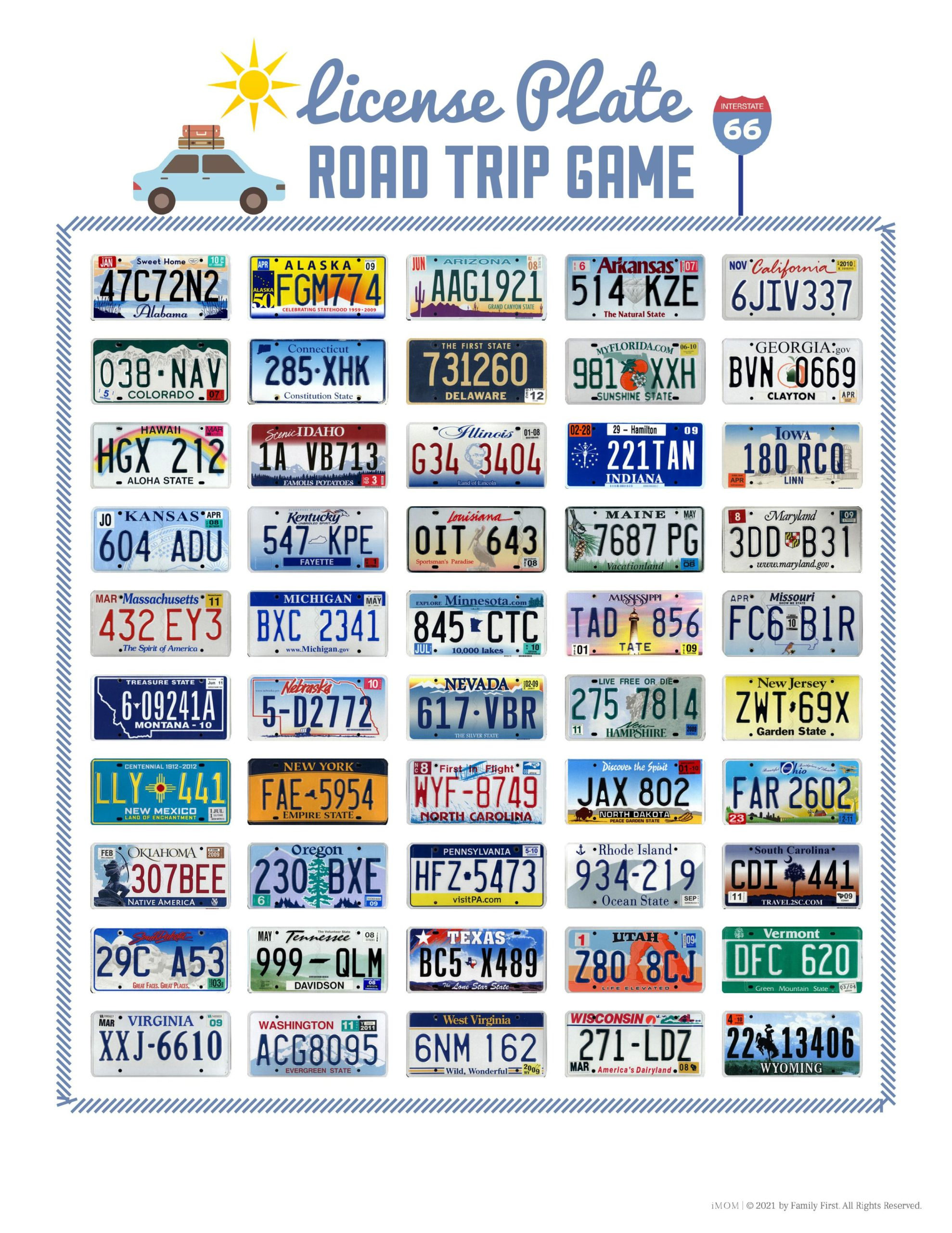 Road Trip Games For Summer - Imom throughout Free License Plate Game Printable