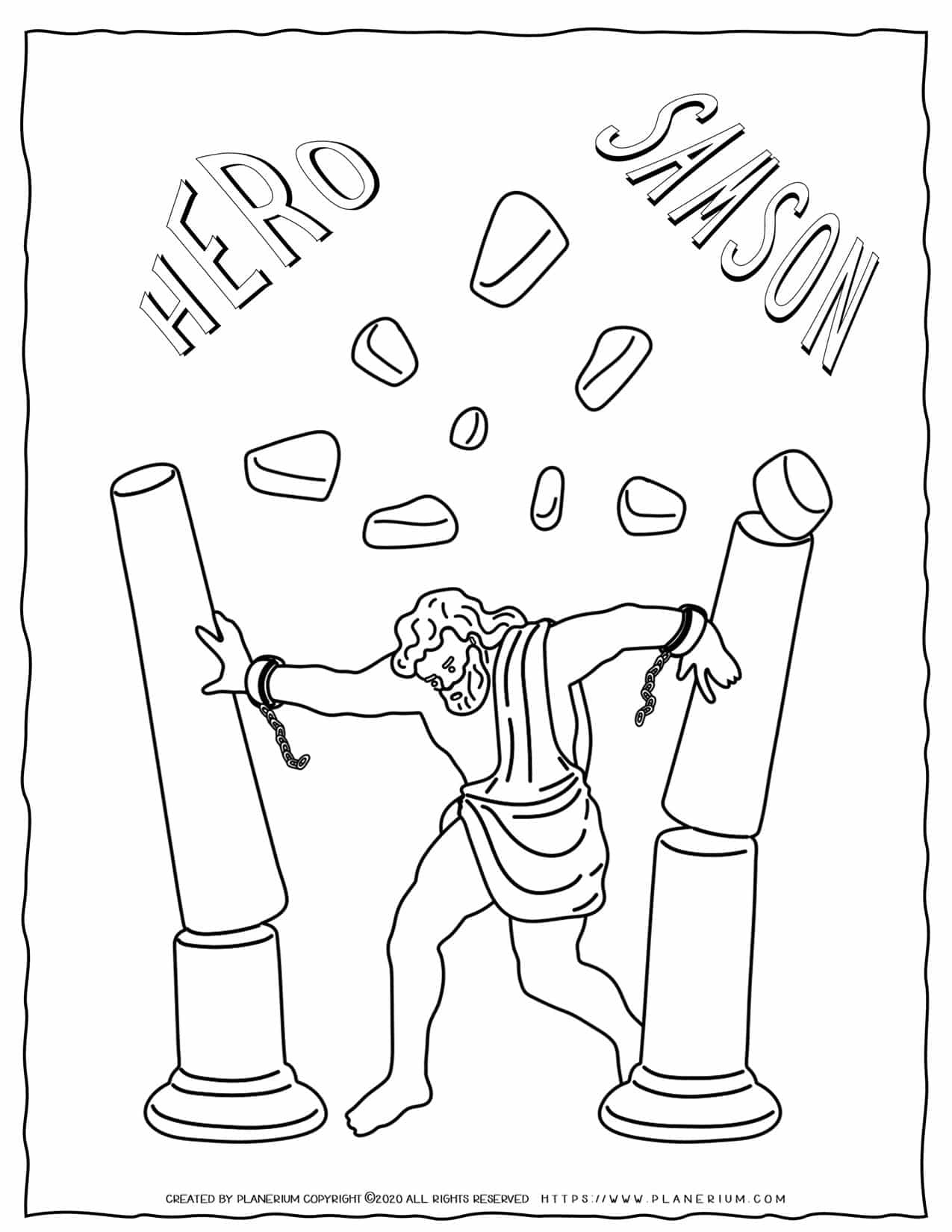 Samson - Bible Coloring Pages | Planerium in Samson Coloring Page Free Printable