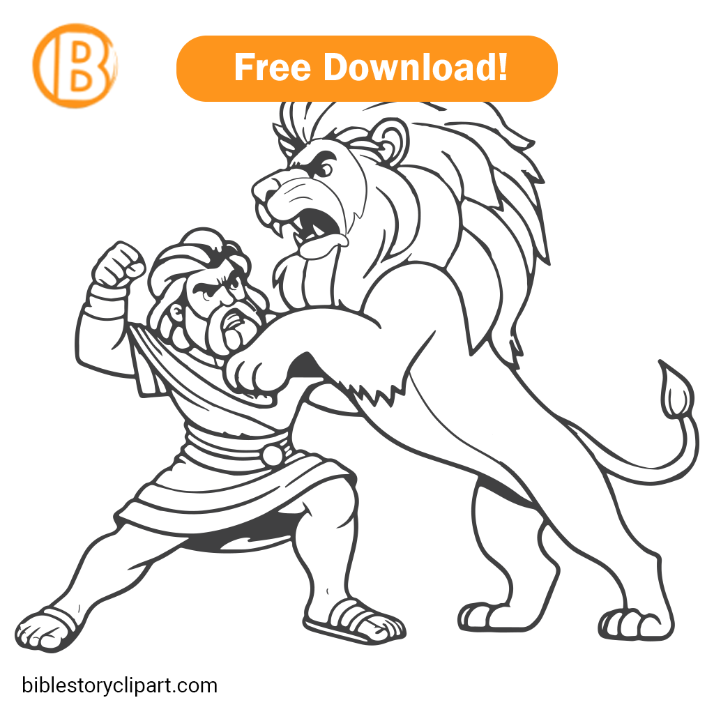 Samson Fighting A Lion Coloring Page - Bible Story Clipart with Samson Coloring Page Free Printable