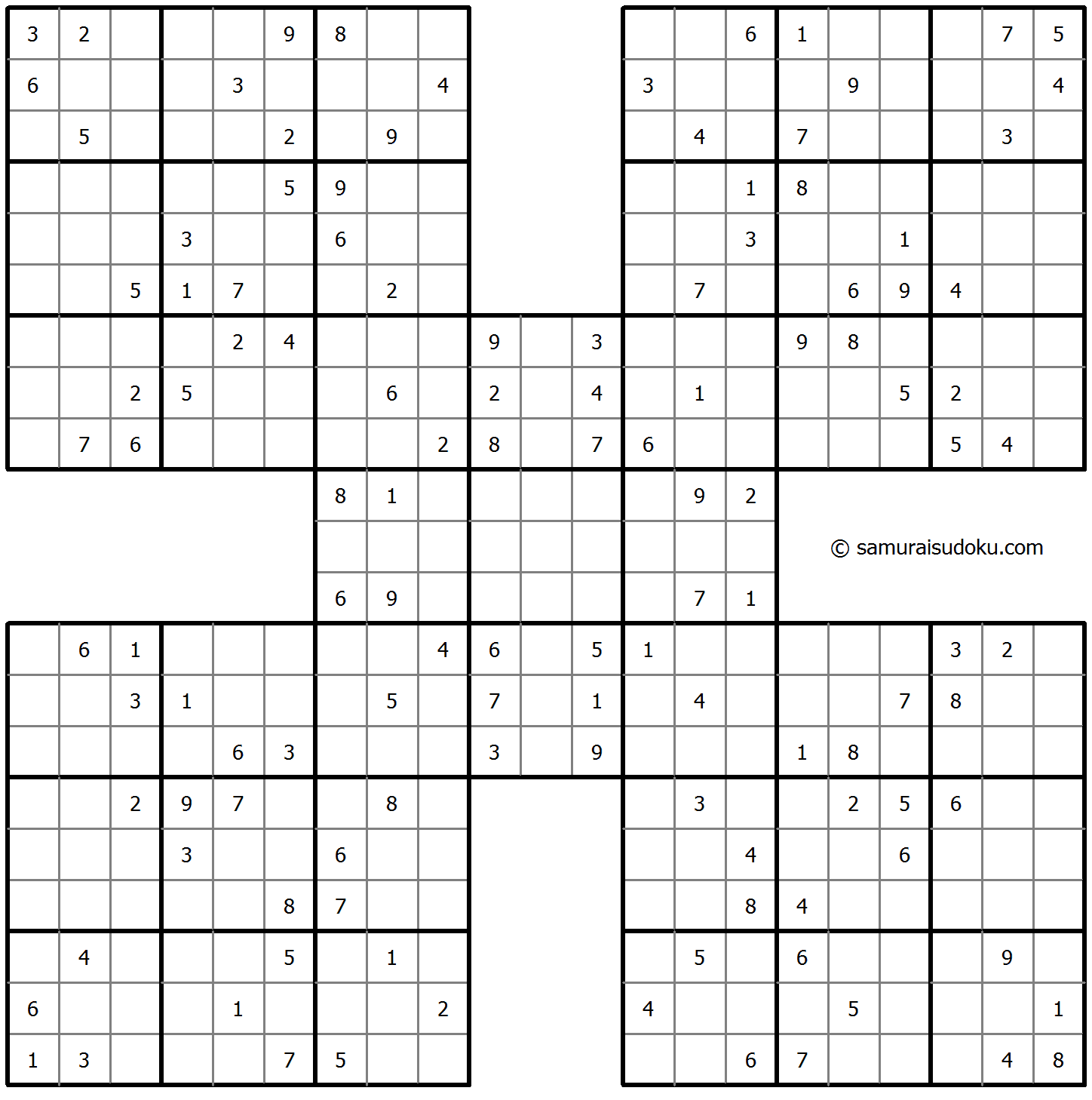 Samurai Sudoku throughout Free Printable Samurai Sudoku