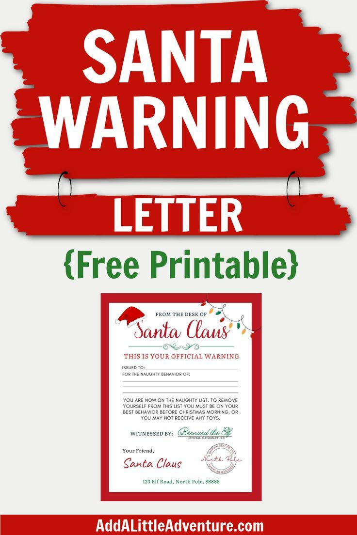 Santa Warning Letter - Free Printable intended for Warning Letter From Santa Free Printable