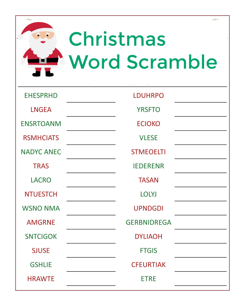 Santa&amp;#039;S Christmas Word Scramble Activity Page - Mama Likes This for Free Christmas Word Scramble Printable