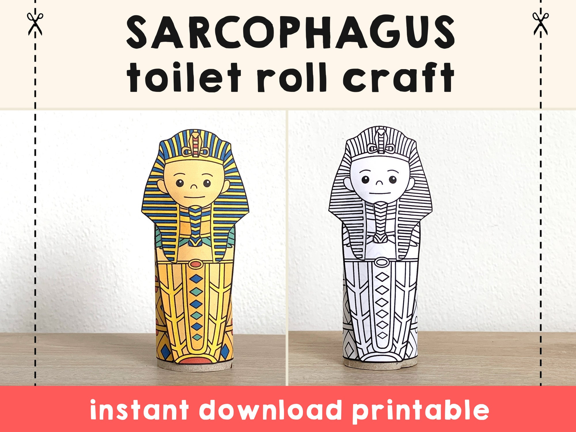 Sarcophagus Toilet Paper Roll Craft Ancient Egypt Party Coloring with Sarcophagus Template Printable Free