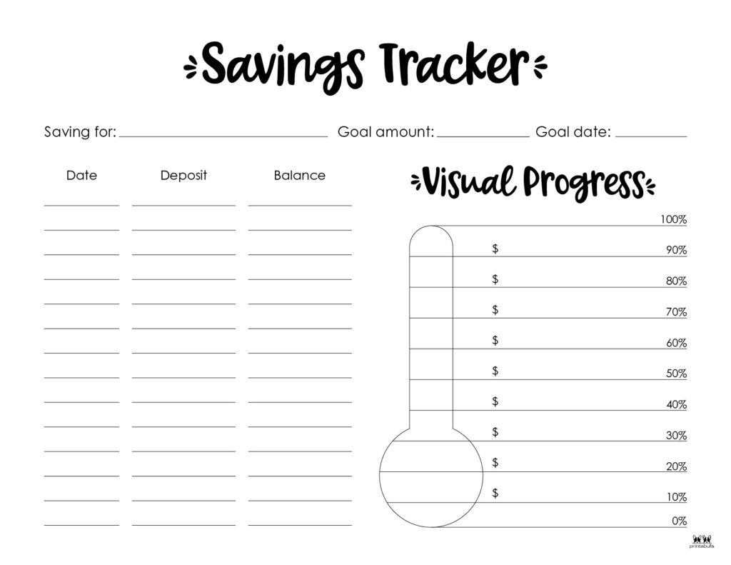 Savings Trackers - 27 Free Printables | Printabulls with Savings Tracker Printable Free