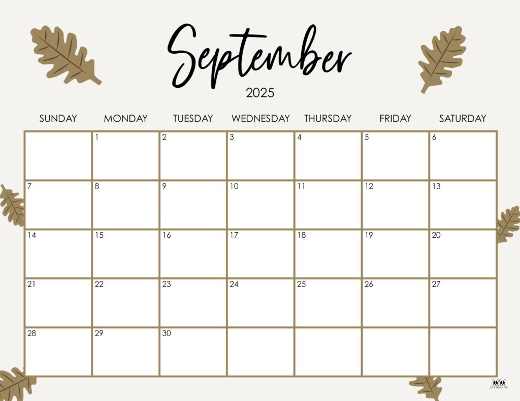 September 2025 Calendars - 107 Free Printables | Printabulls in Free Printable September 2025 Calendar