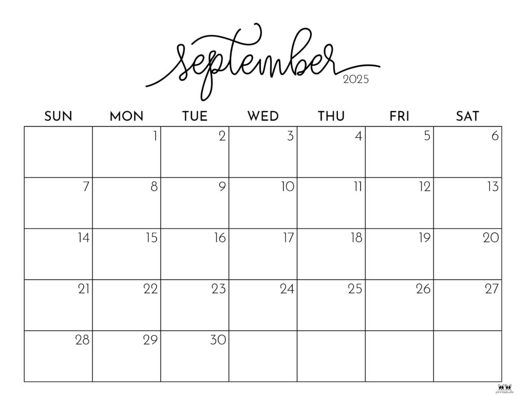 September 2025 Calendars - 107 Free Printables | Printabulls intended for Free Printable September 2025 Calendar