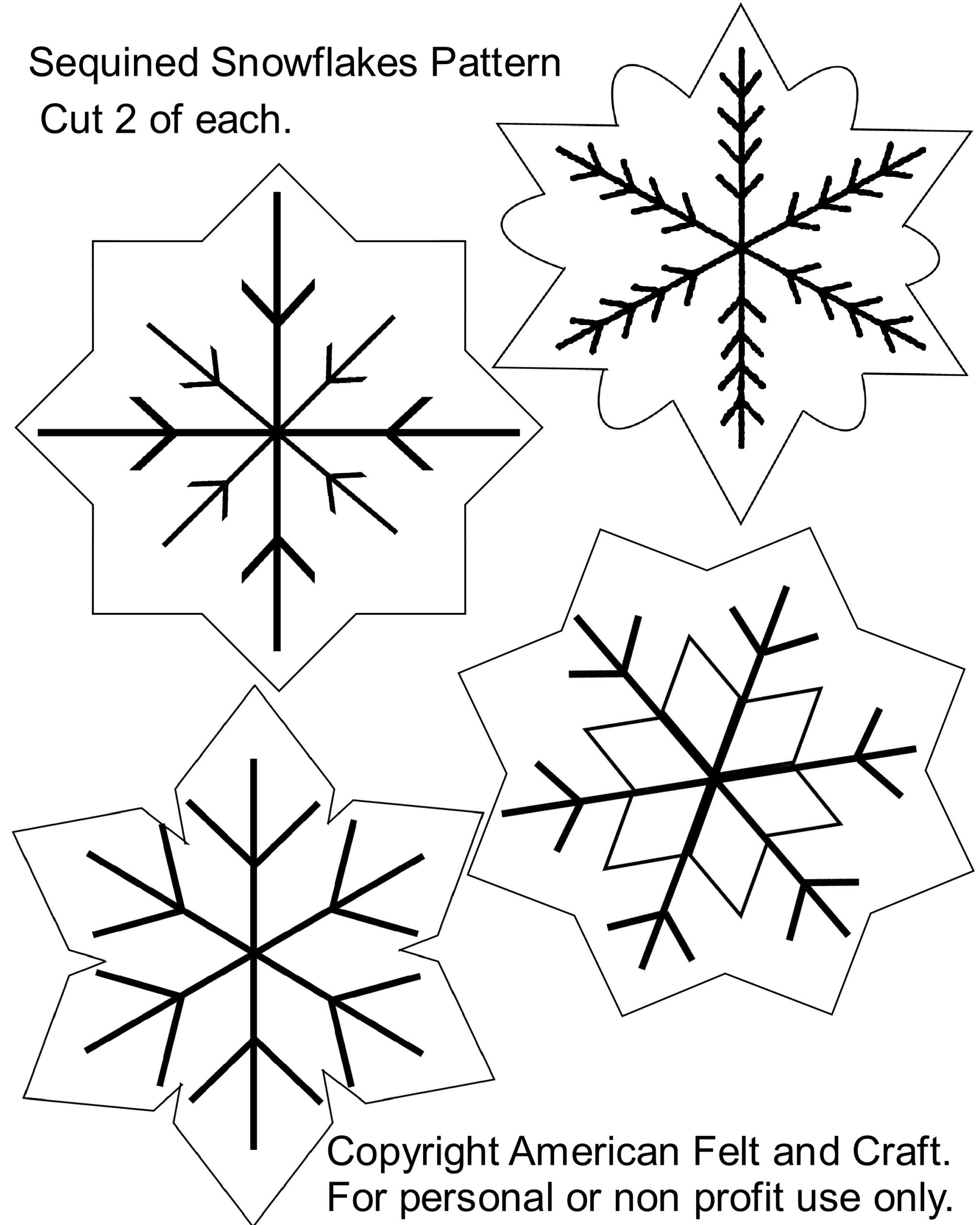 Sequin Snowflakes Felt Christmas Ornament Pattern | ~American Felt in Cut Out Free Printable Felt Christmas Ornament Patterns