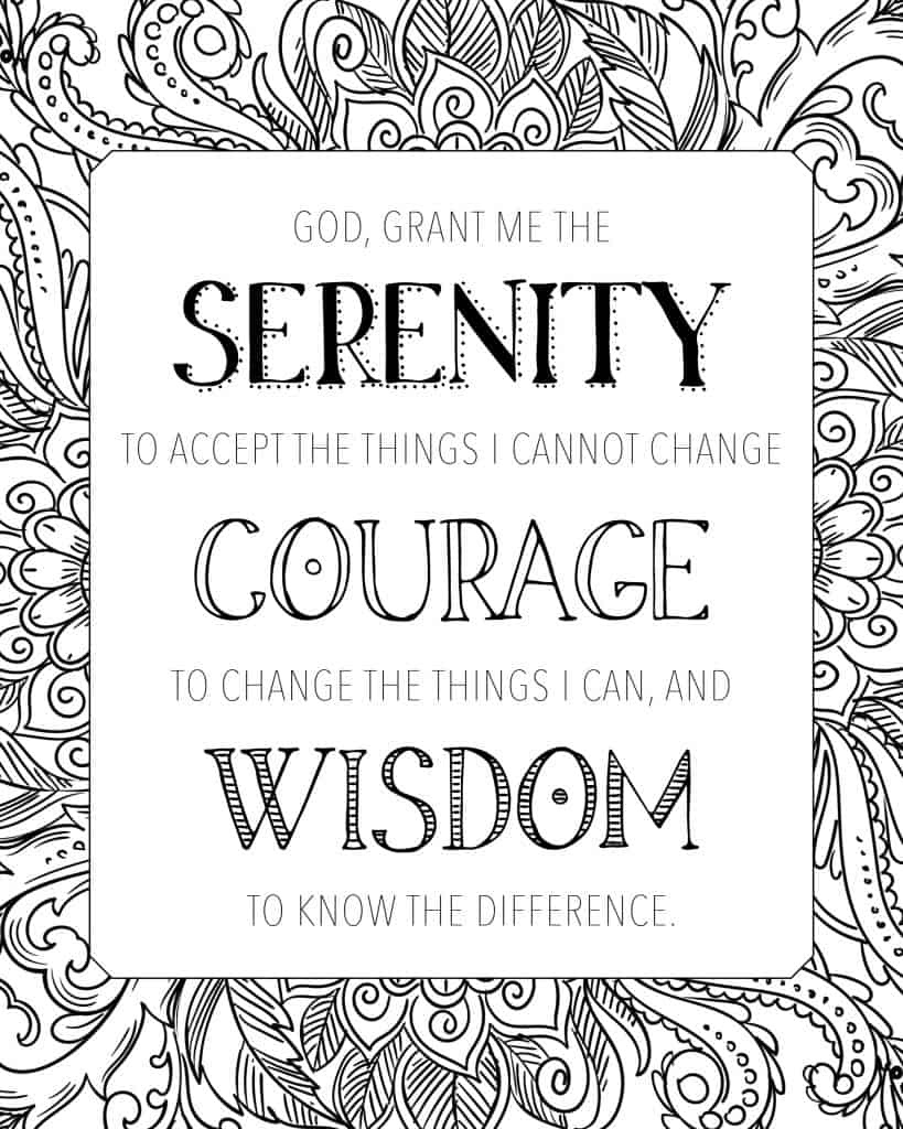 Serenity Prayer Coloring Page Printable - My Printable Faith in Free Printable Serenity Prayer Coloring Page