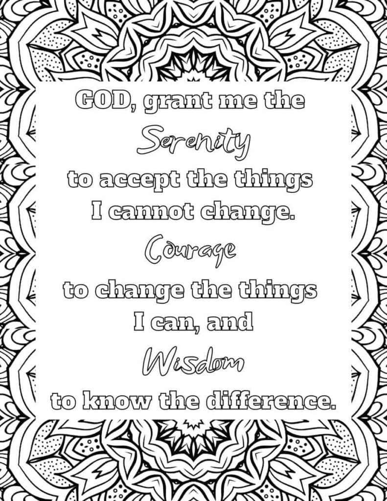 Serenity Prayer Free Pdf Printable ( Long And Short Versions) throughout Free Printable Serenity Prayer Coloring Page