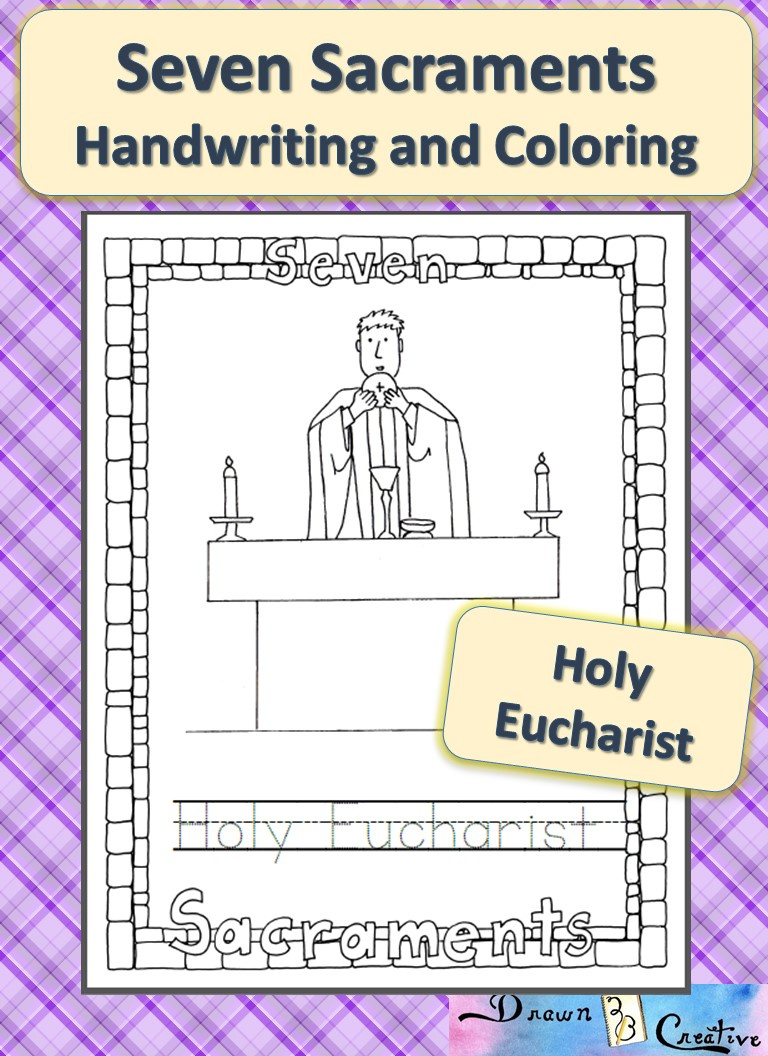 Seven Sacraments Coloring And Handwriting- Holy Eucharist for Free Printable Seven Sacraments Coloring Pages