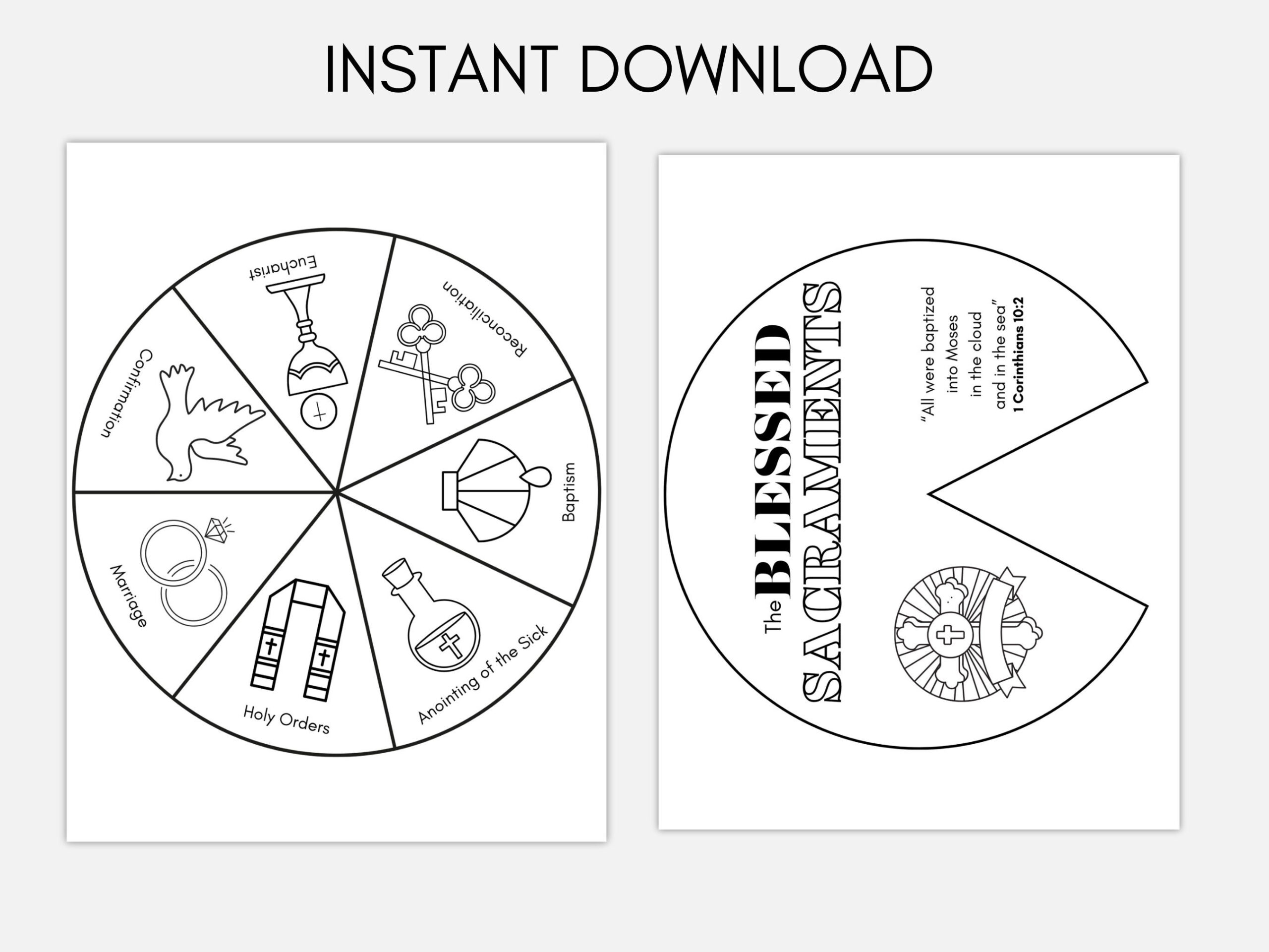 Seven Sacraments Coloring Wheel, 7 Sacraments Coloring Page throughout Free Printable Seven Sacraments Coloring Pages