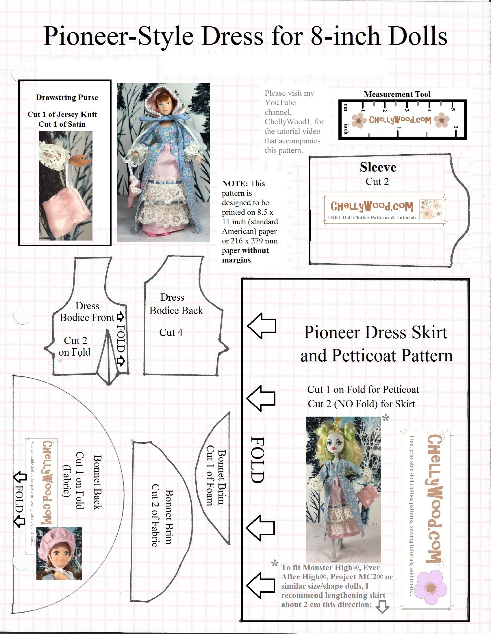 Sew A Pioneer Bonnet For 8″ #Dolls W/ This Free #Printable Pattern pertaining to Printable Pioneer Bonnet Pattern Free