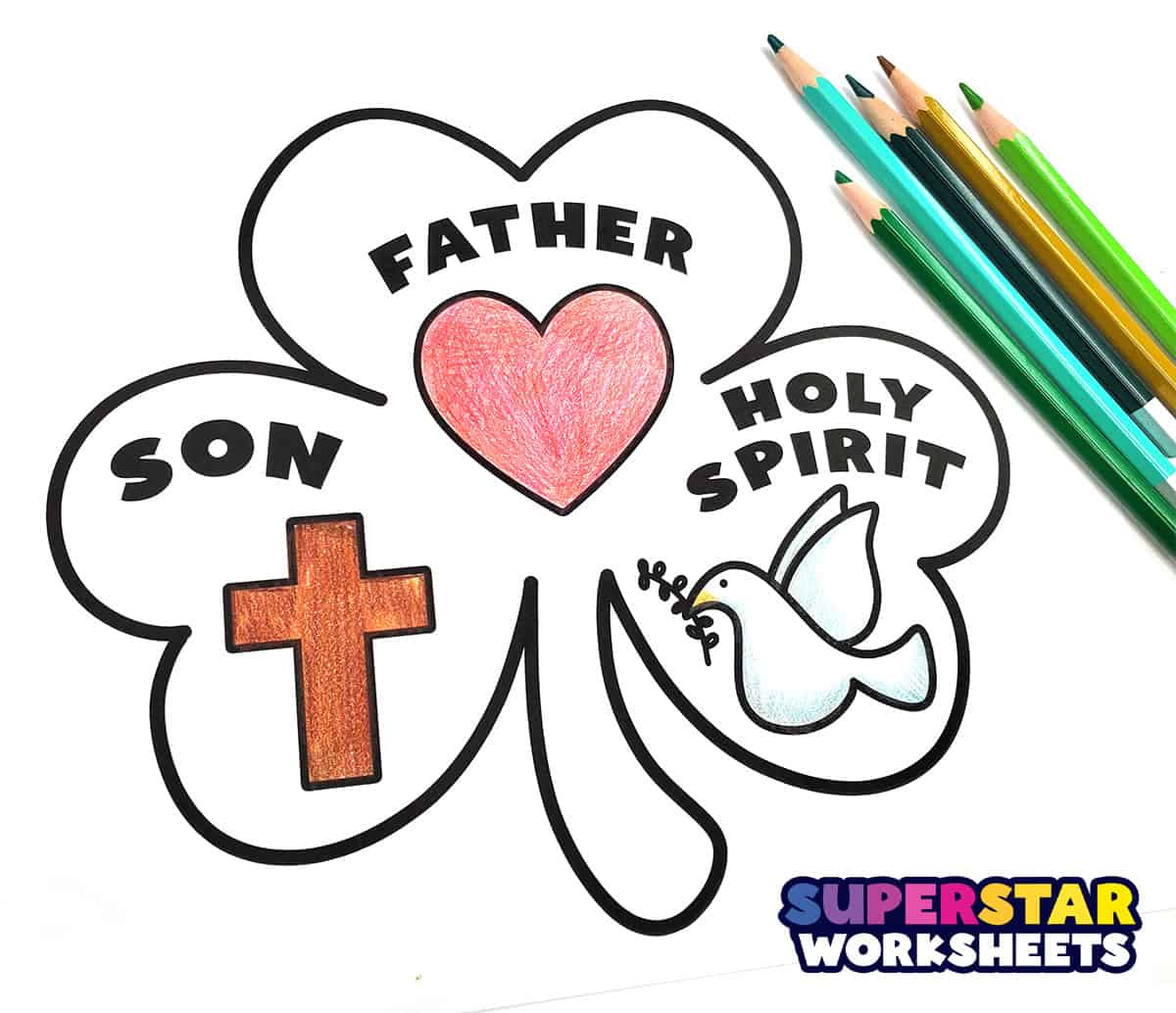 Shamrock Coloring Pages - Superstar Worksheets pertaining to Holy Trinity Shamrock Free Printable