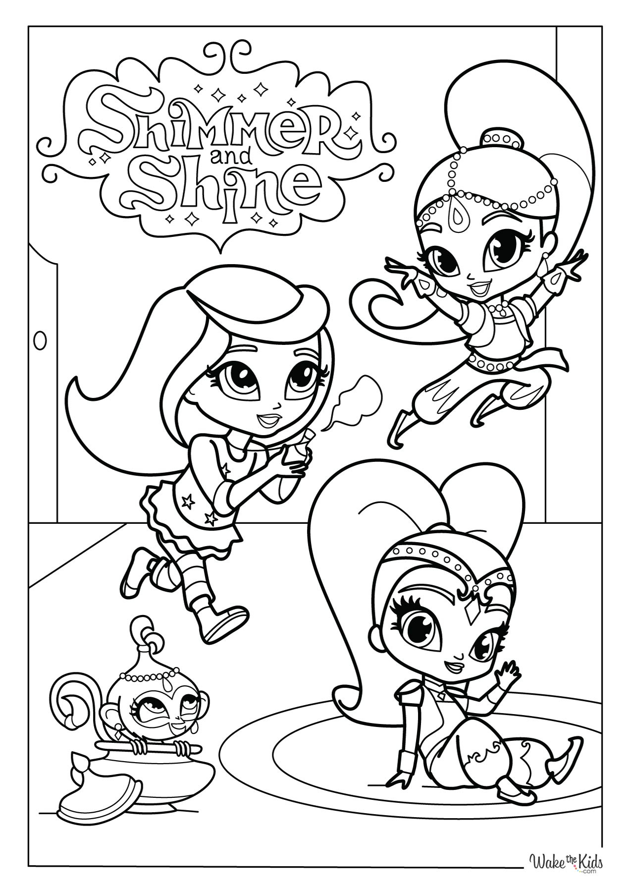 Shimmer And Shine Coloring Pages (Free Printable Pdfs) | Wakethekids intended for Shimmer And Shine Coloring Pages Free Printable