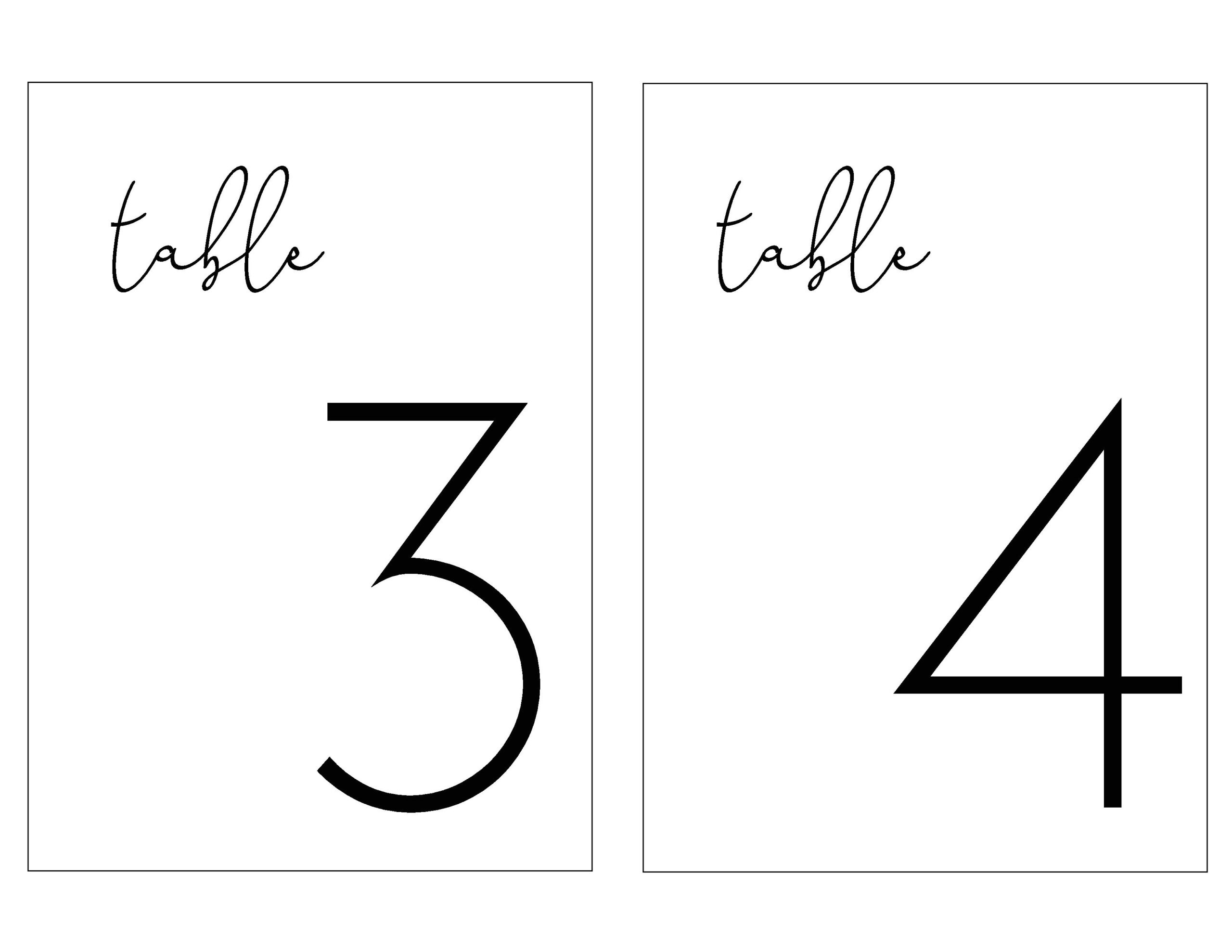 Simple Table Numbers | Set Of 40 | Instant Digital Download | 5X7 regarding Template Free Printable Table Numbers 1-40