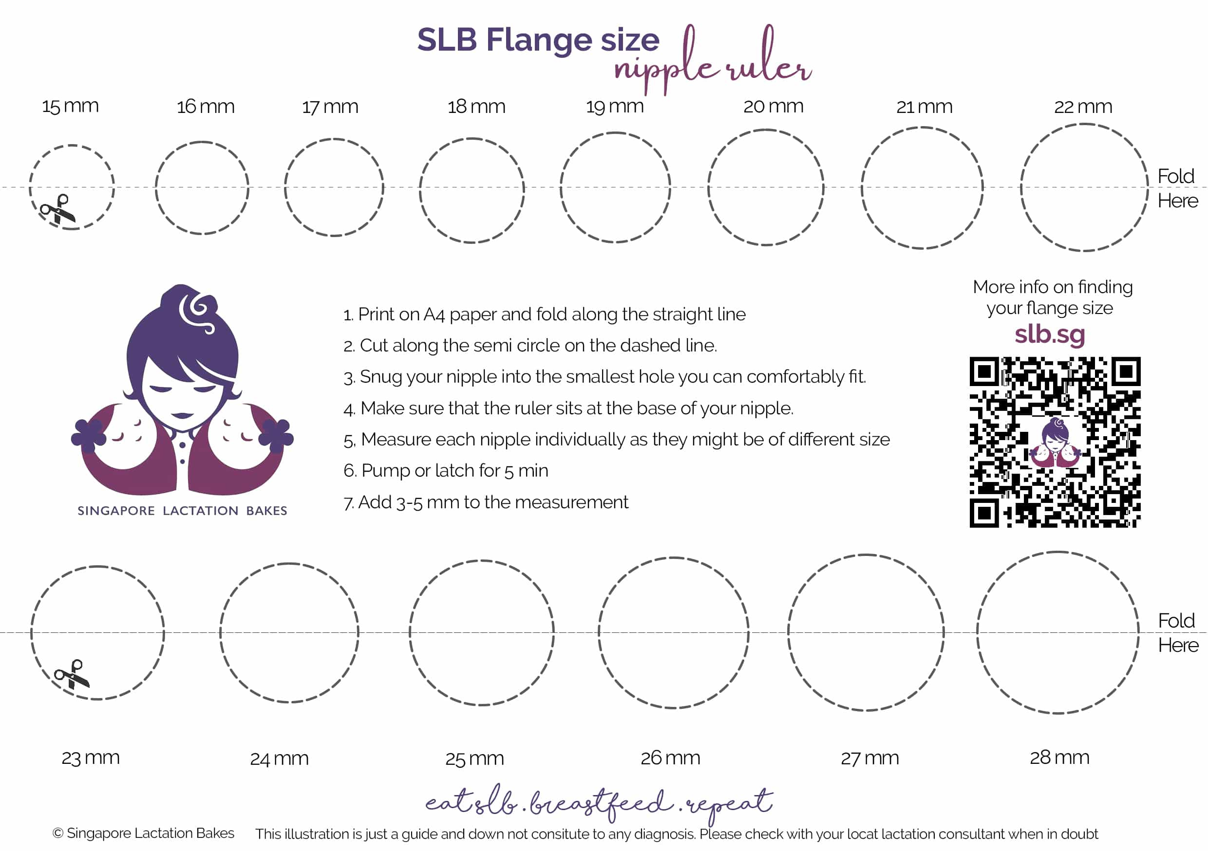 Slb Nipple Ruler - Singapore Lactation Bakes (Slb) within Free Printable Flange Size Ruler