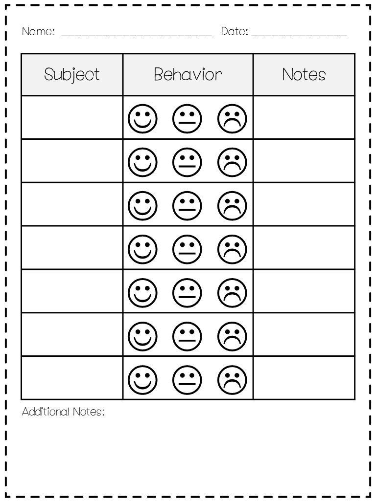 Smiley Face Behavior Chart throughout Free Printable Smiley Face Behavior Charts