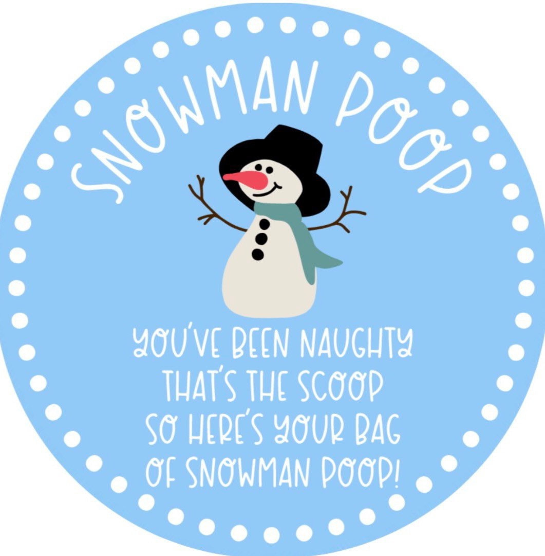 Snowman Poop, Snowman Poop Favor Tag, Christmas Treat Bag, Snowman throughout Snowman Poop Poem Printable Free