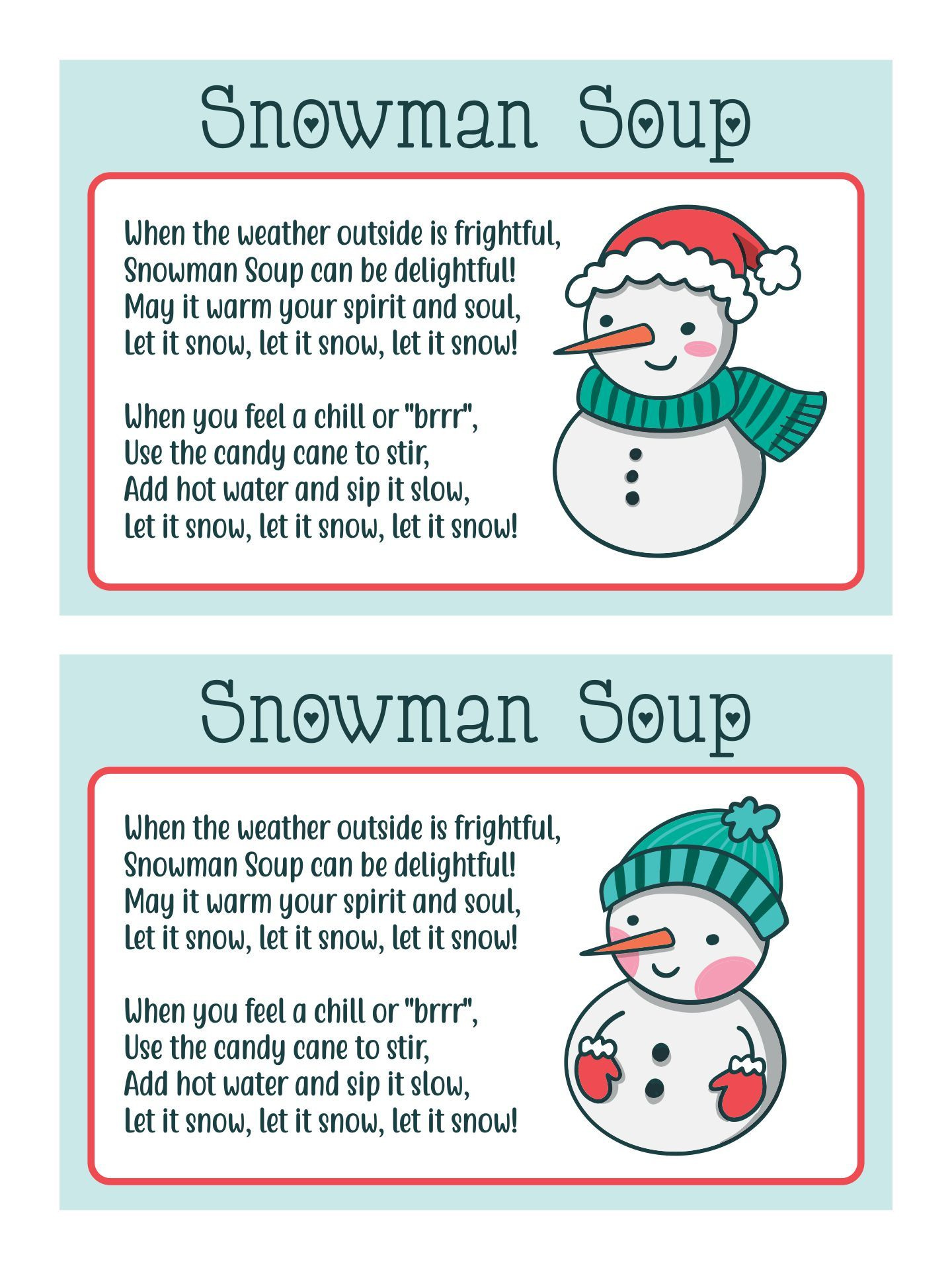 Snowman Soup Labels - 10 Free Pdf Printables | Printablee inside Free Printable Snowman Soup Labels