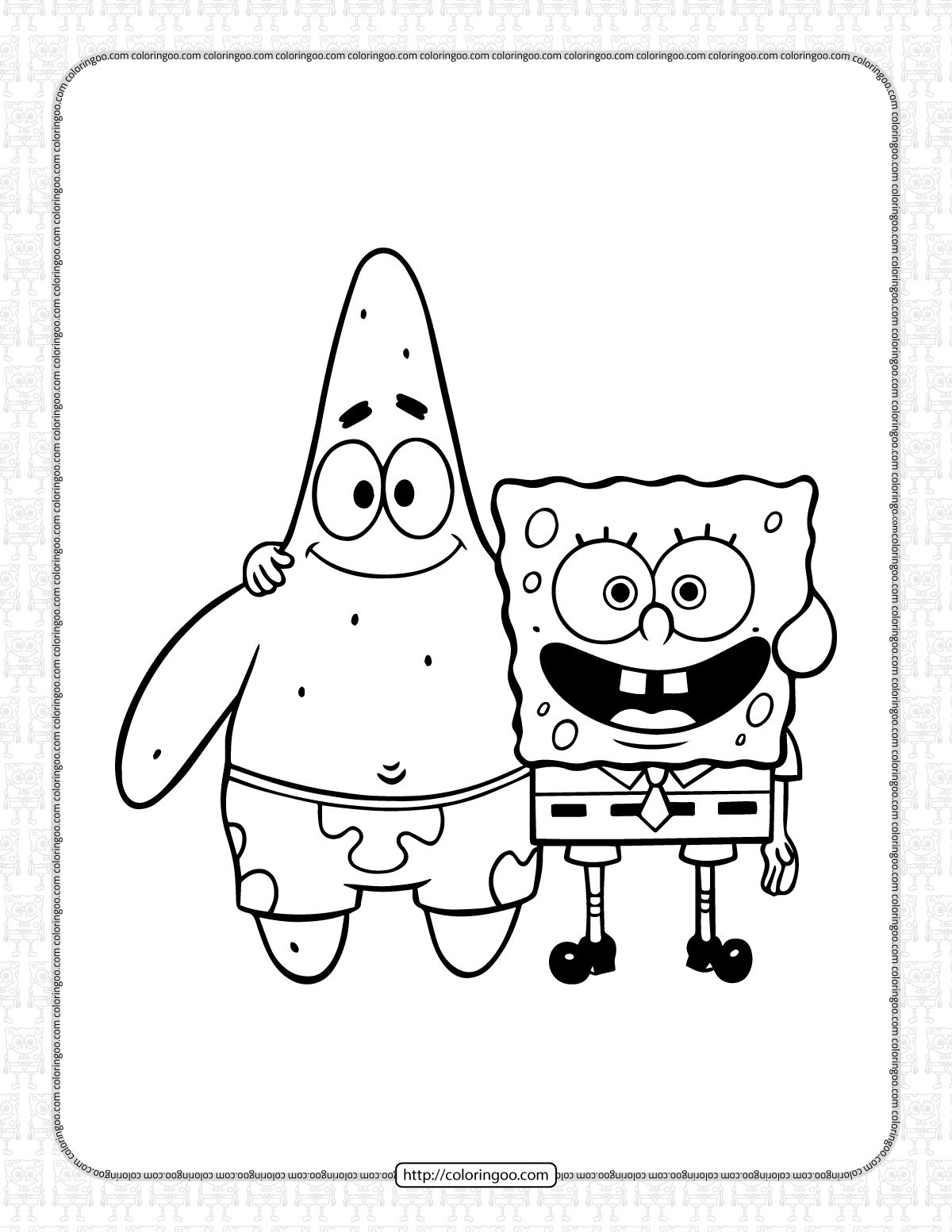 Spongebob Squarepants And Patrick Coloring Sheet regarding Spongebob Coloring Pages Free Printable