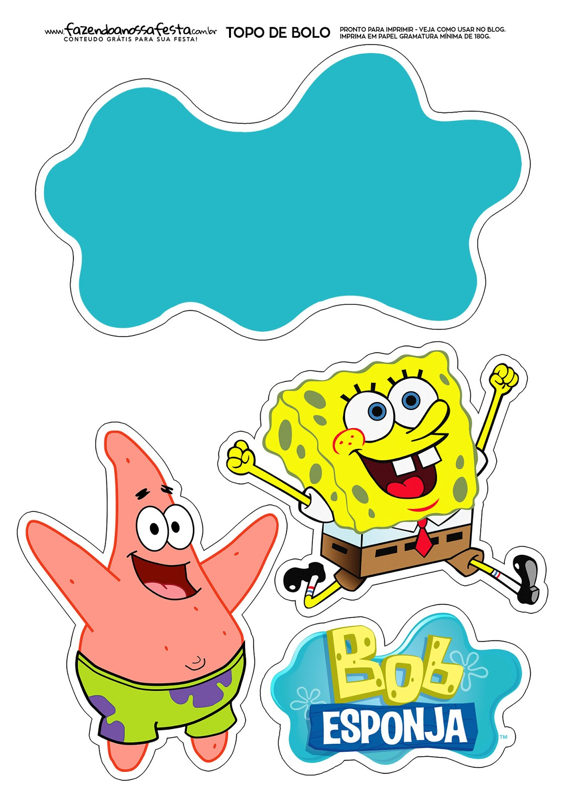 Spongebob Squarepants: Free Printable Cake Toppers. - Oh My Fiesta with Spongebob Labels Free Printables