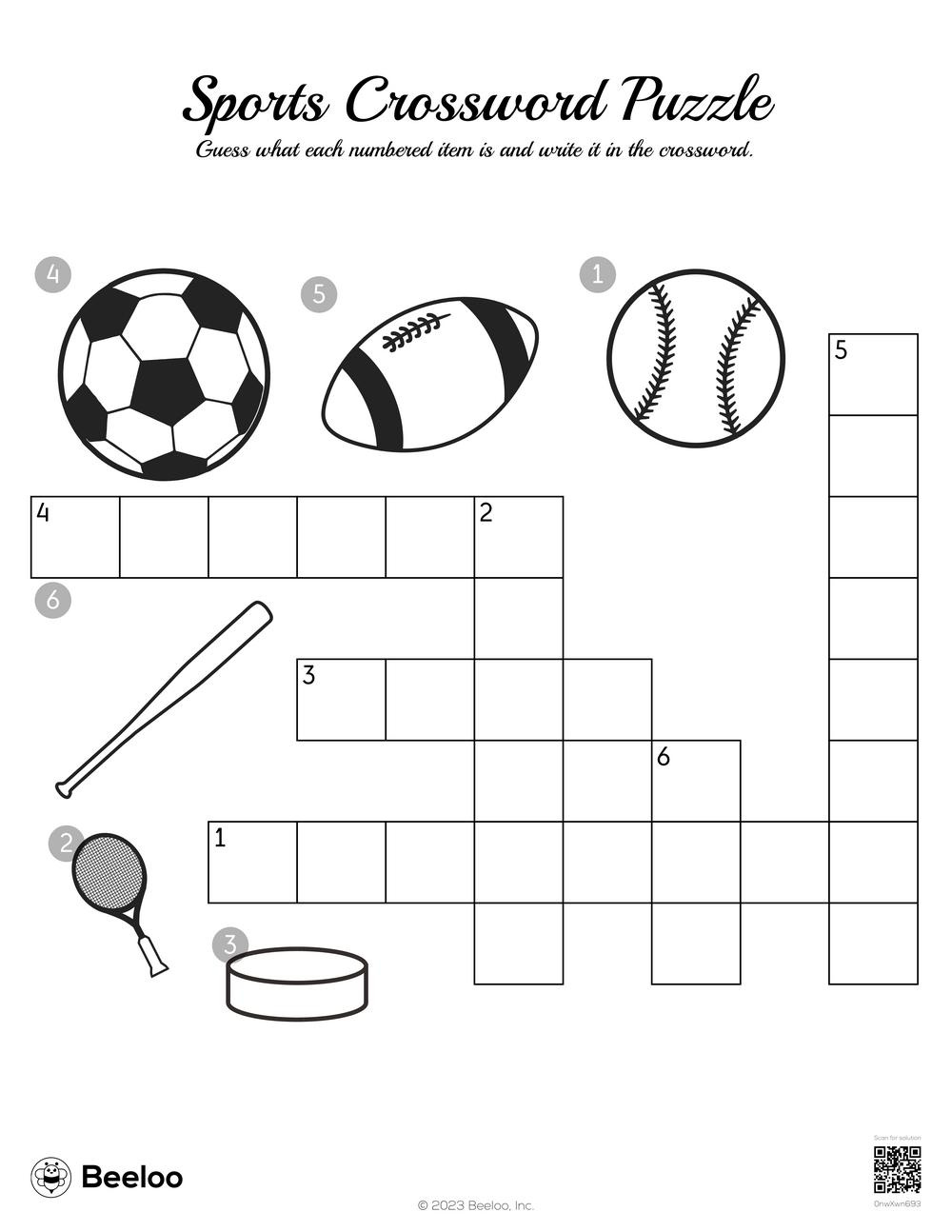 Sports-Themed Crossword Puzzles • Beeloo Printable Crafts And with Sports Crossword Puzzle Printable