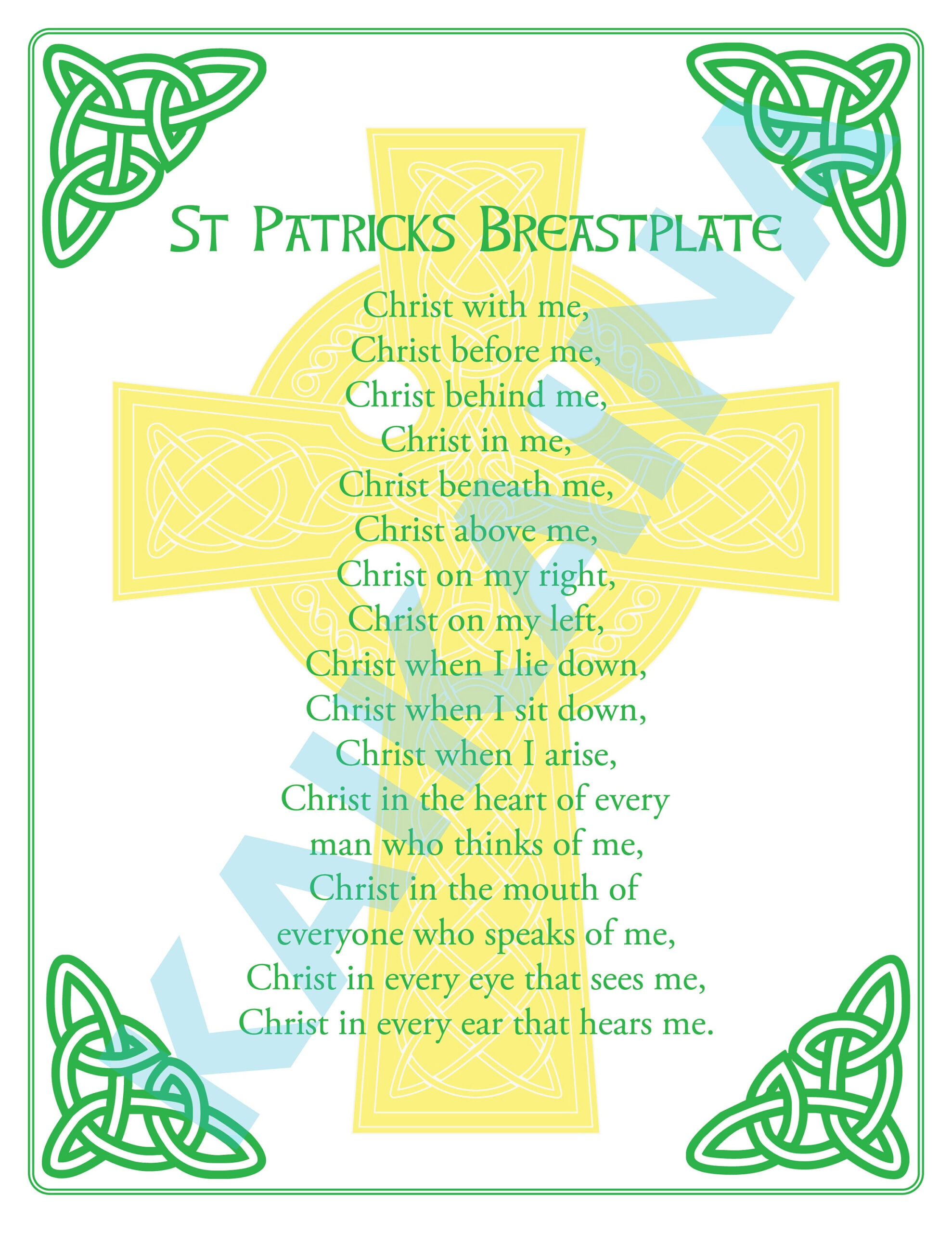 St. Patrick Breastplate Prayer Printable 8.5 X 11 Poster &amp;quot;Christ With Me.&amp;quot; intended for Free Printable St Patrick&amp;amp;#039;s Breastplate