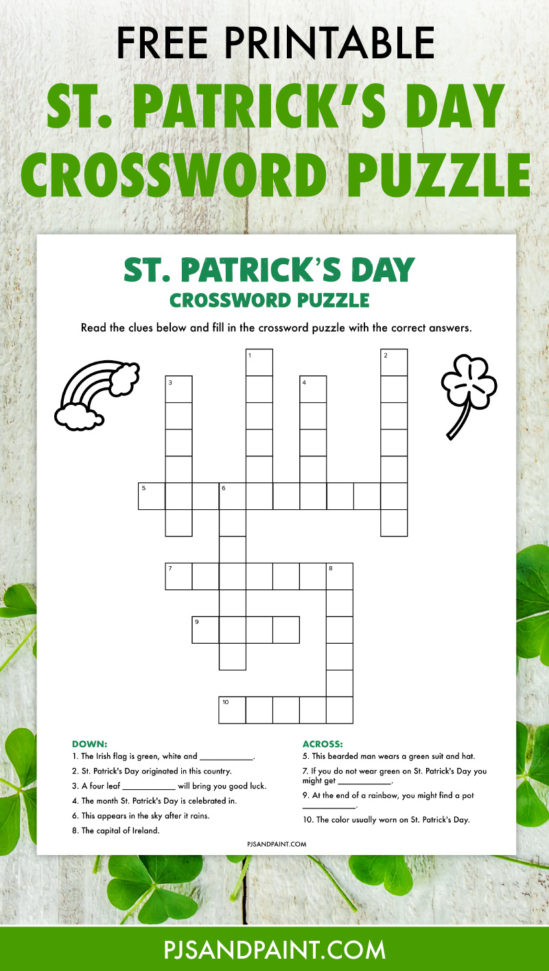 St. Patrick&amp;#039;S Day Crossword Puzzle - Free Printable Game - Pjs And within St Patrick&amp;#039;S Day Crossword Puzzle Printable For Adults