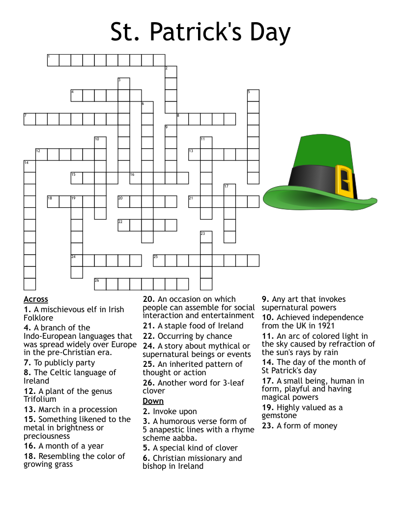 St. Patrick&amp;#039;S Day Crossword - Wordmint inside St Patrick&amp;#039;S Day Crossword Puzzle Printable For Adults