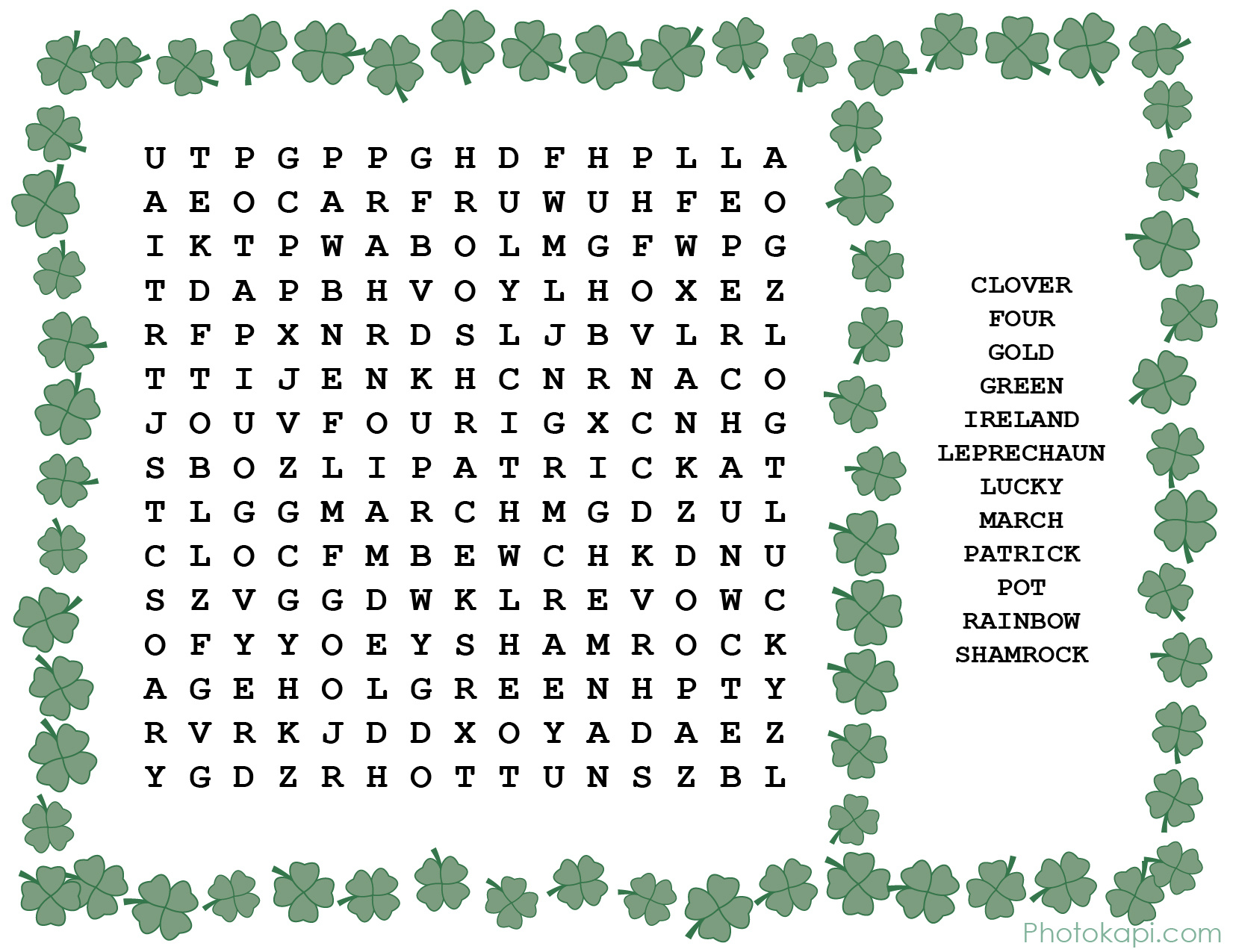 St. Patrick&amp;#039;S Day Word Search – Photokapi in Free Printable St Patrick&amp;#039;S Day Word Search