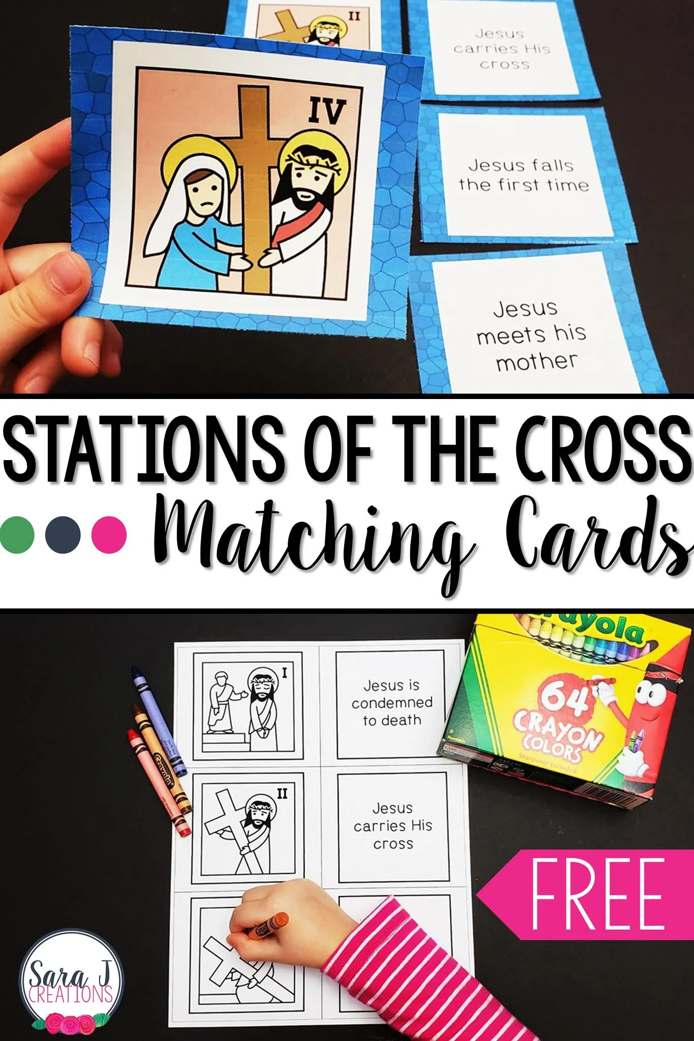 Stations Of The Cross Matching Cards Freebie | Sara J Creations regarding Free Printable Stations Of The Cross