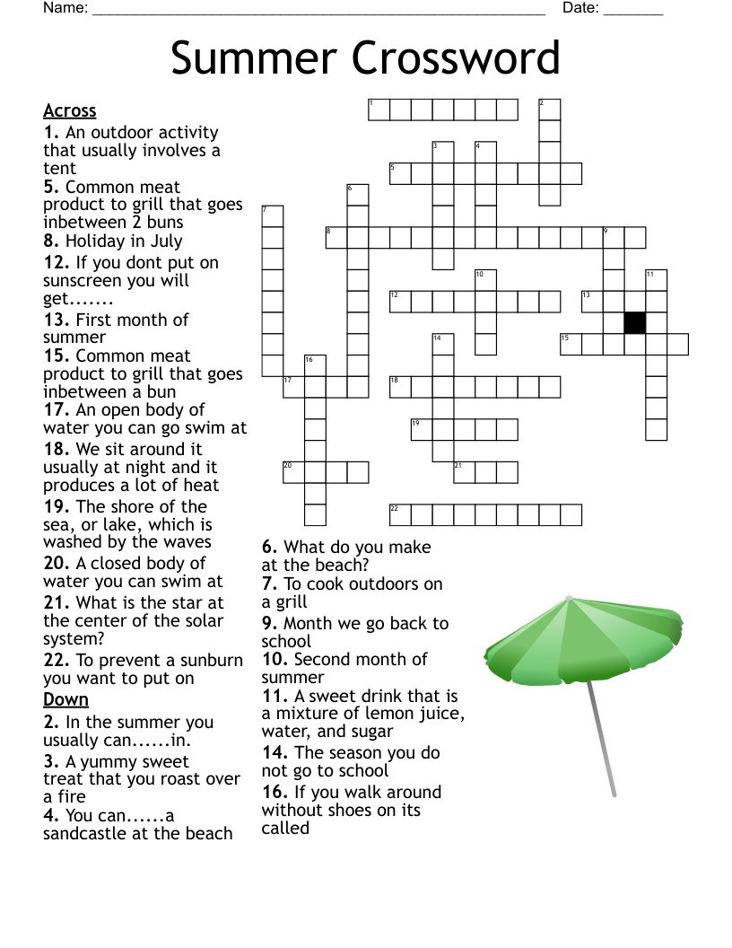 Summer Crossword - Wordmint inside Printable Summer Crossword Puzzles